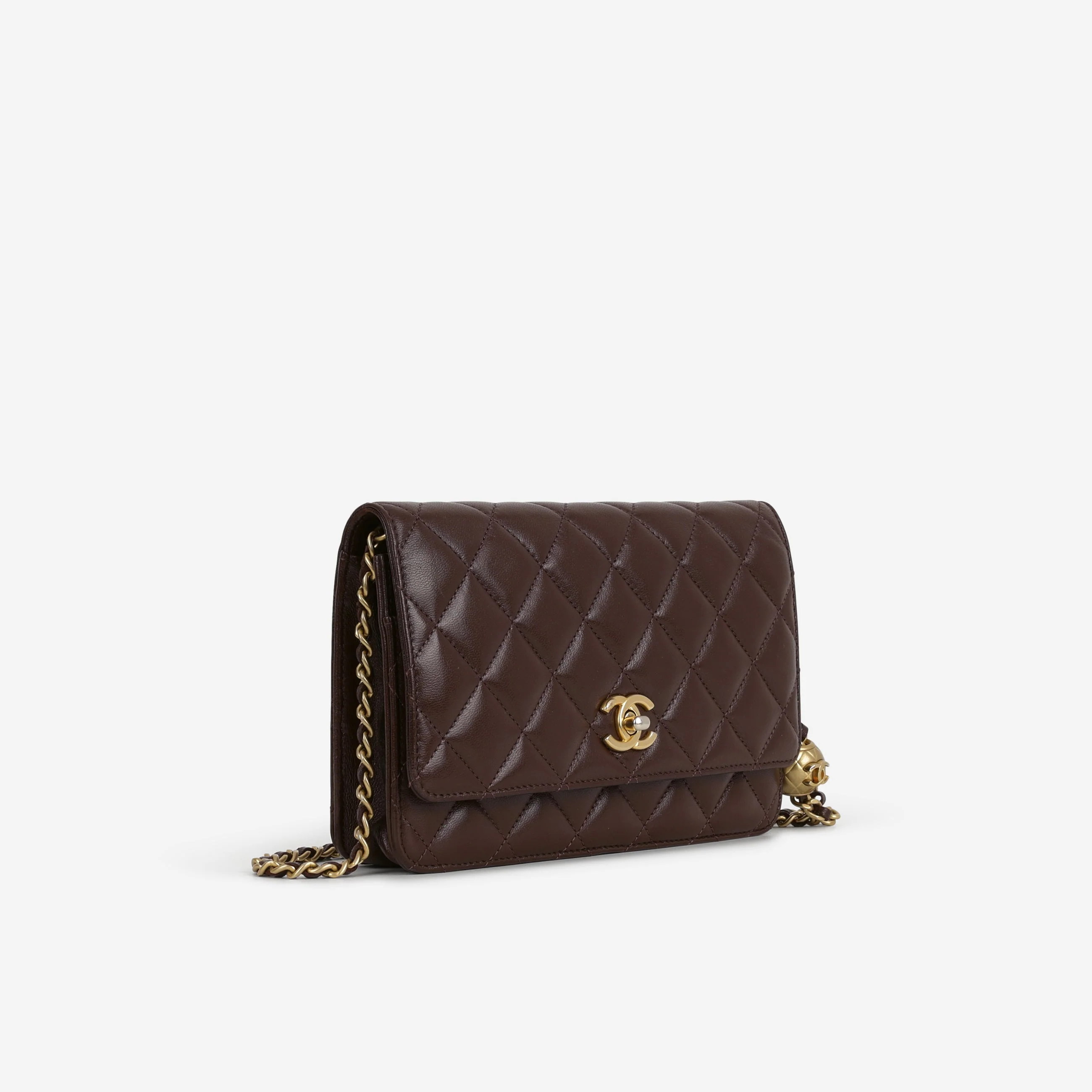 Chanel Pearl Crush Wallet On Chain - Brown Lambskin | Gold Hardware - Image 2
