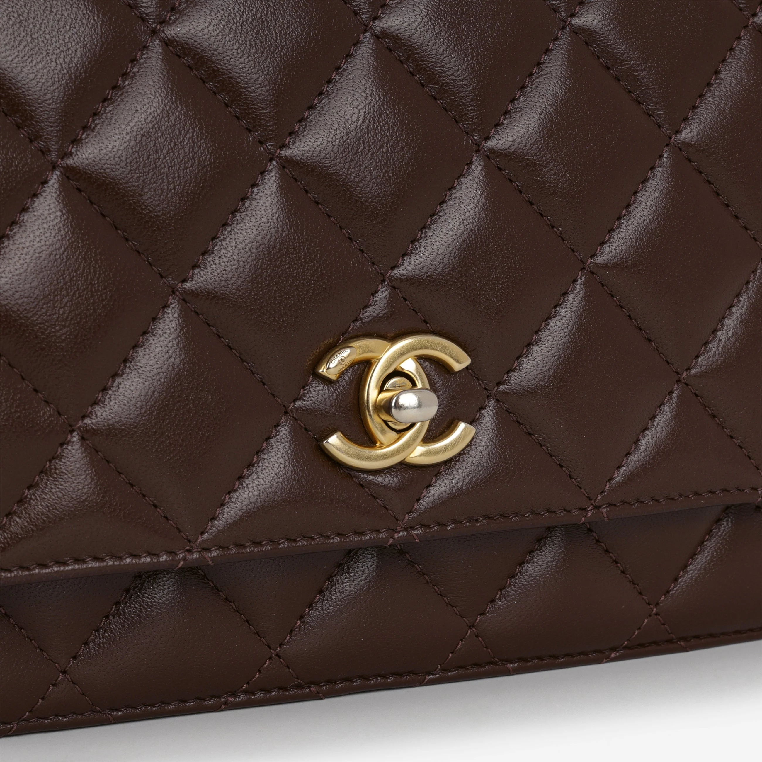 Chanel Pearl Crush Wallet On Chain - Brown Lambskin | Gold Hardware - Image 9