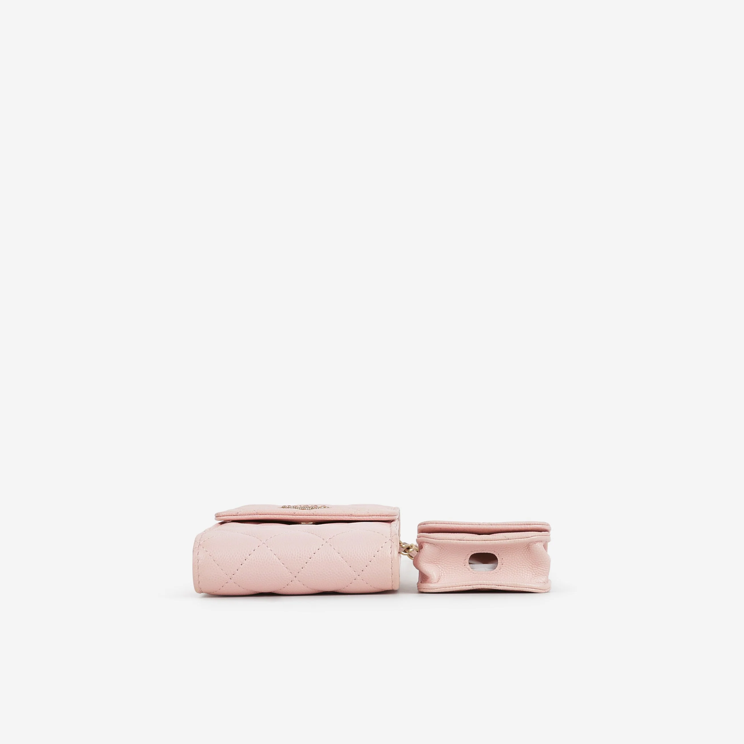 Chanel Phone Holder & Airpod Case - Pale Pink Caviar | Champagne Gold Hardware - Image 5
