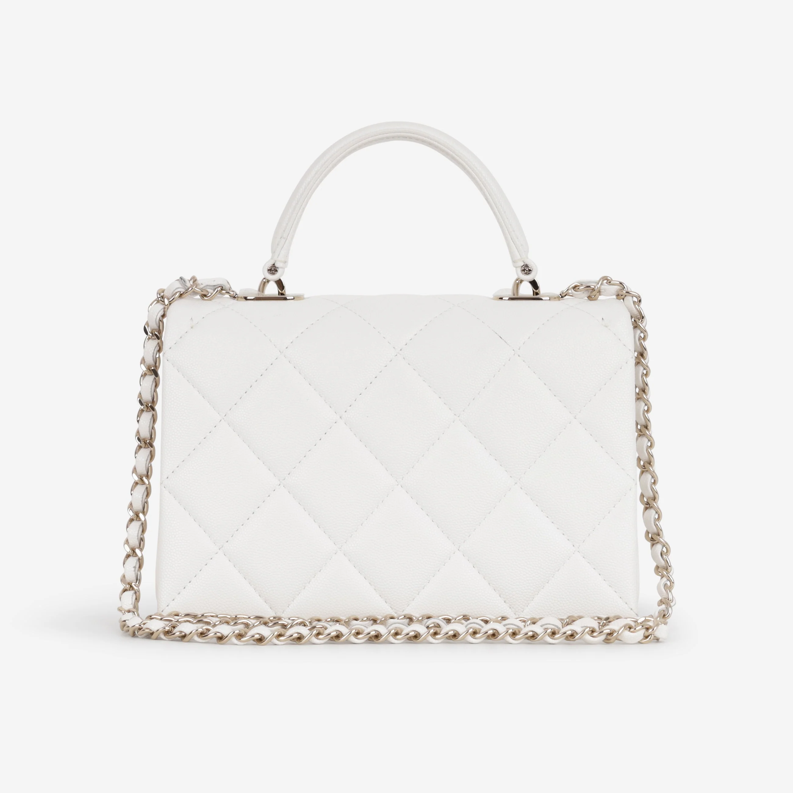 Chanel Retro Twist Top Handle Flap - White Caviar | Champagne Gold Hardware - Image 4