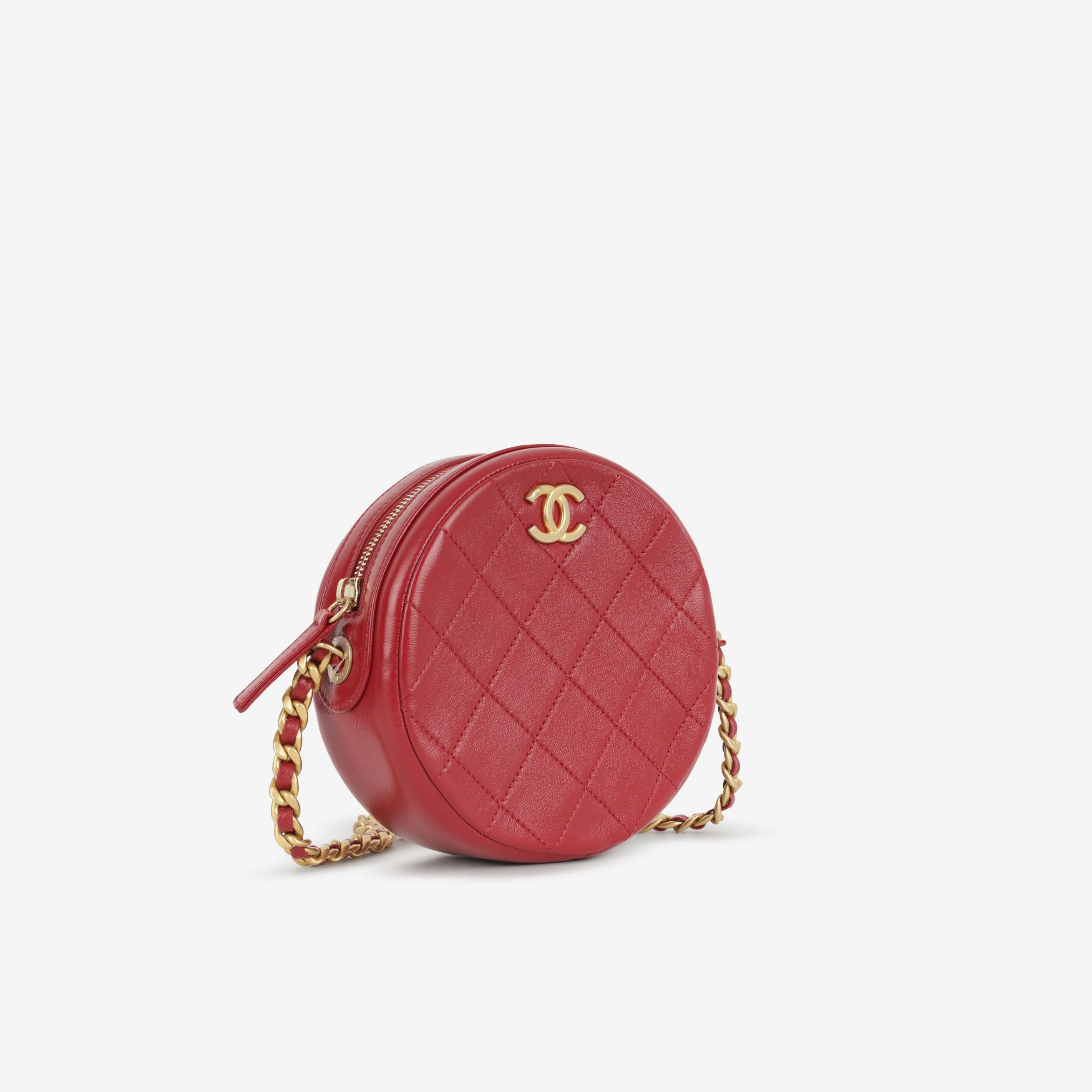 Chanel Round 19 Clutch on Chain - Burgundy Calfskin | Aged Gold Hardware - Image 2