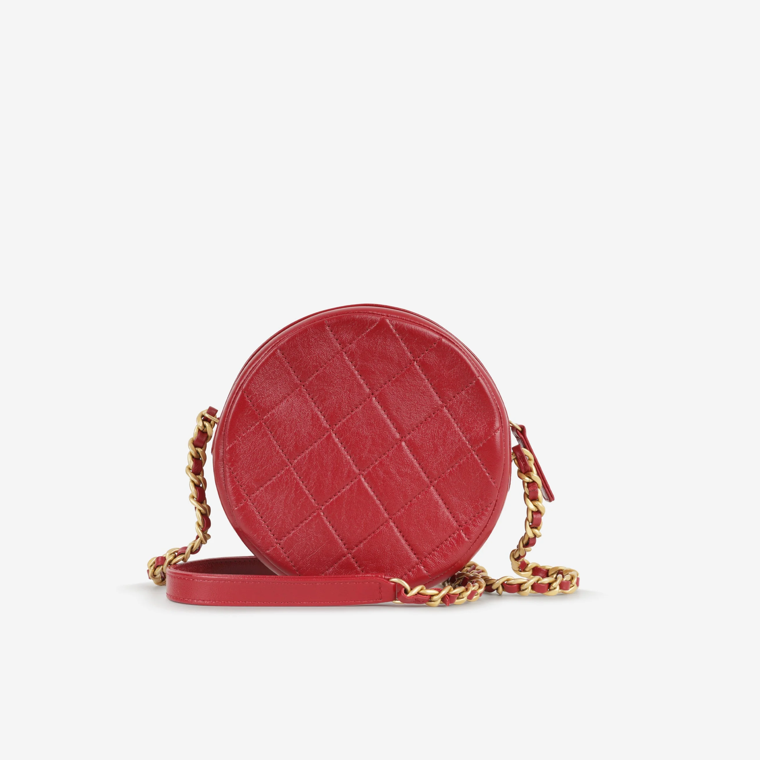 Chanel Round 19 Clutch on Chain - Burgundy Calfskin | Aged Gold Hardware - Image 3