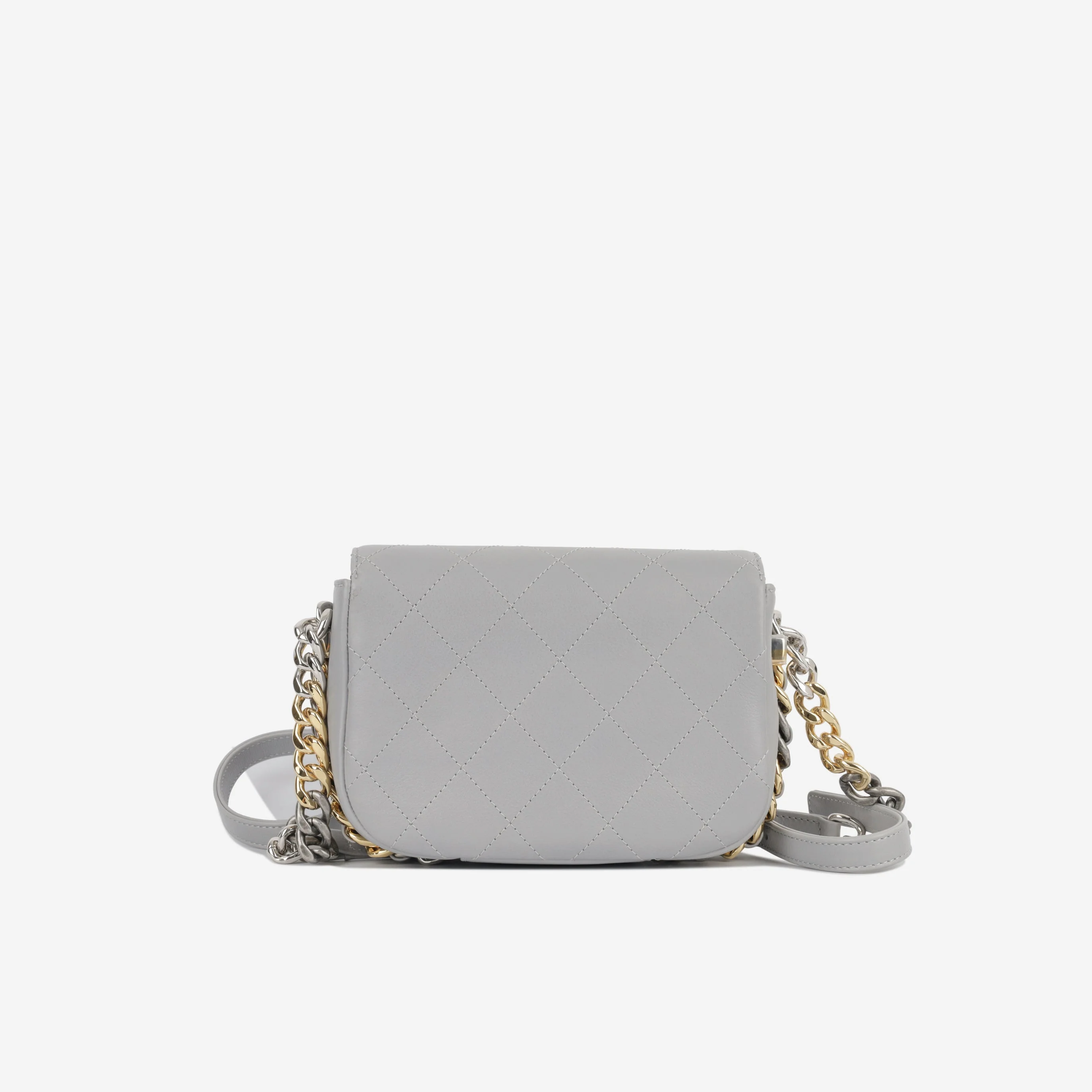 Chanel Seasonal Chain Flap Bag - Grey Calfskin | Gold & Silver Hardware - Image 3