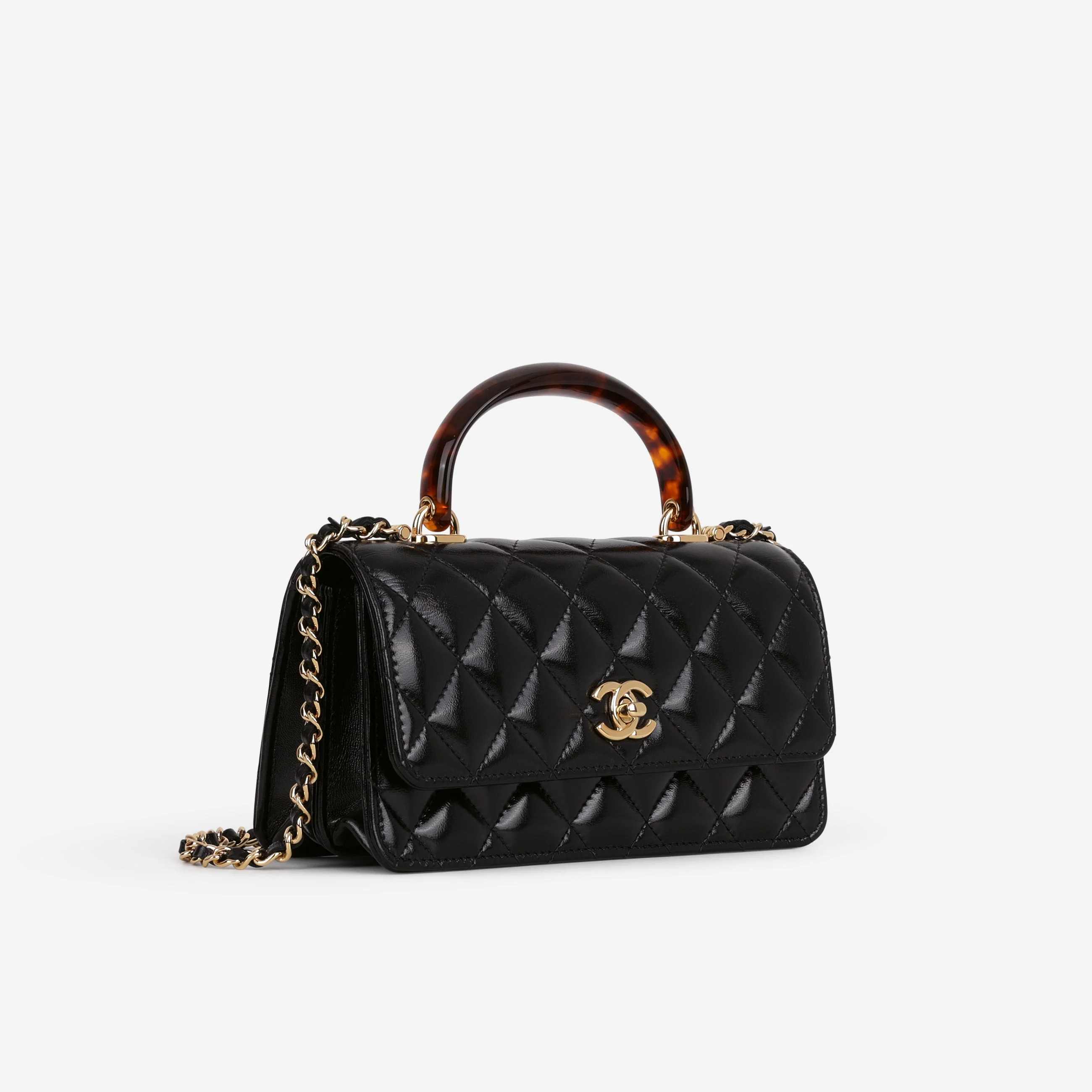 Chanel Seasonal Top Handle Wallet on Chain - Black Calfskin | Gold Hardware - Image 2