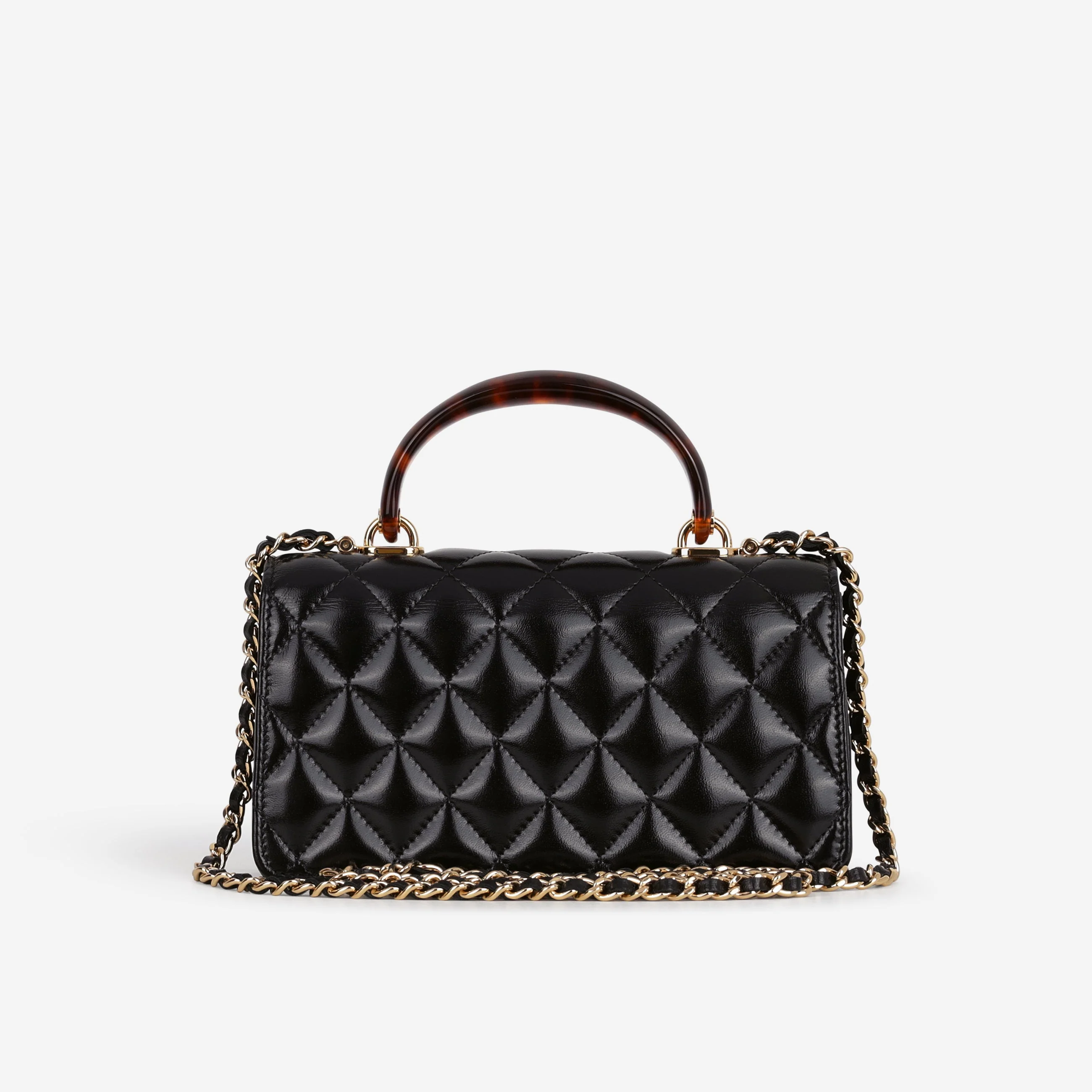 Chanel Seasonal Top Handle Wallet on Chain - Black Calfskin | Gold Hardware - Image 3