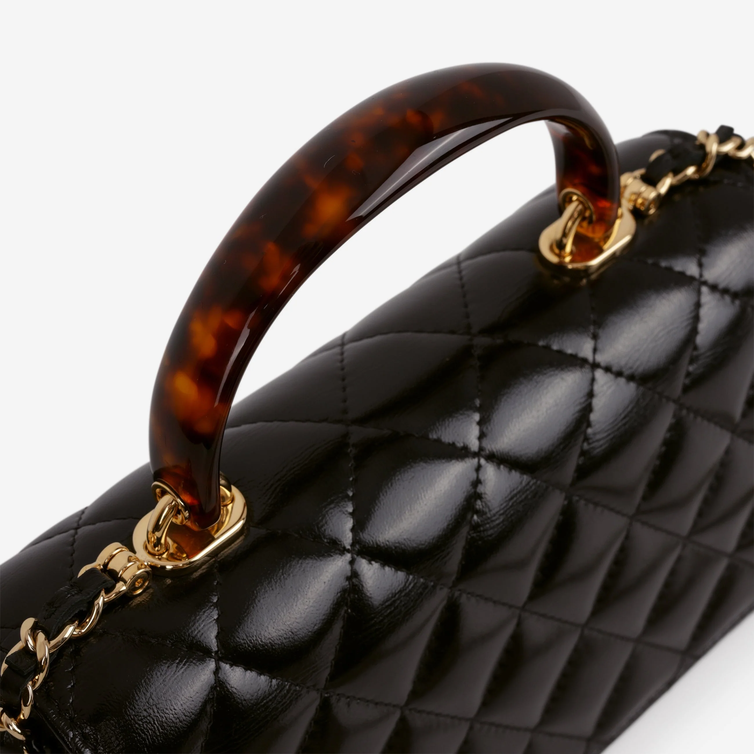 Chanel Seasonal Top Handle Wallet on Chain - Black Calfskin | Gold Hardware - Image 6