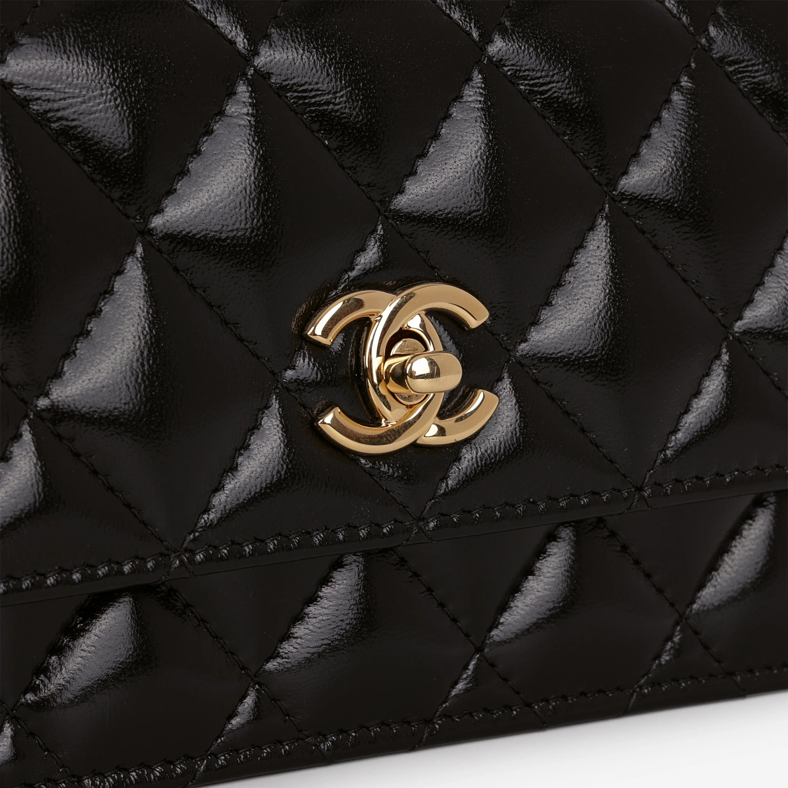 Chanel Seasonal Top Handle Wallet on Chain - Black Calfskin | Gold Hardware - Image 8