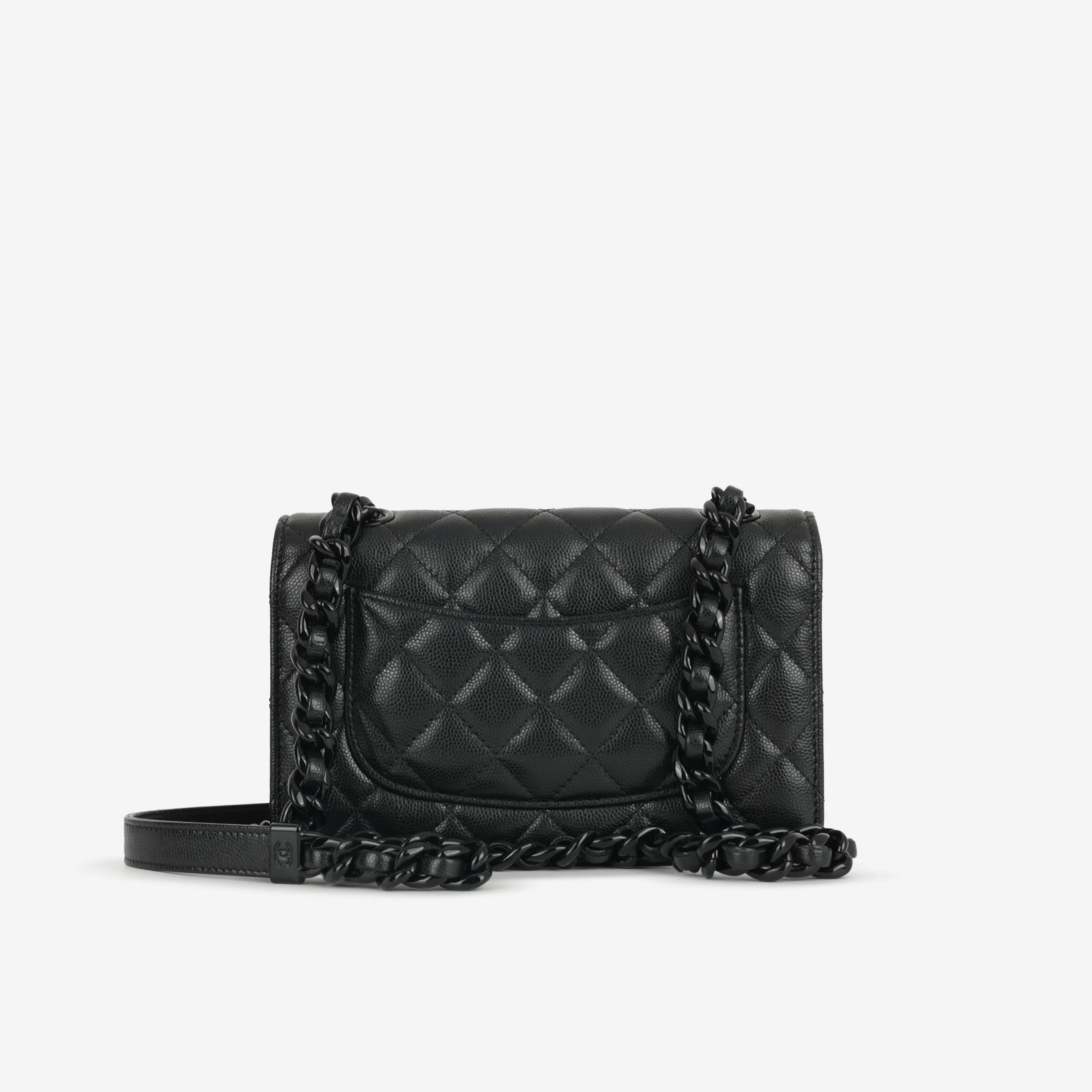 Chanel Seasonal Wallet On Chain - So Black Caviar - Image 3