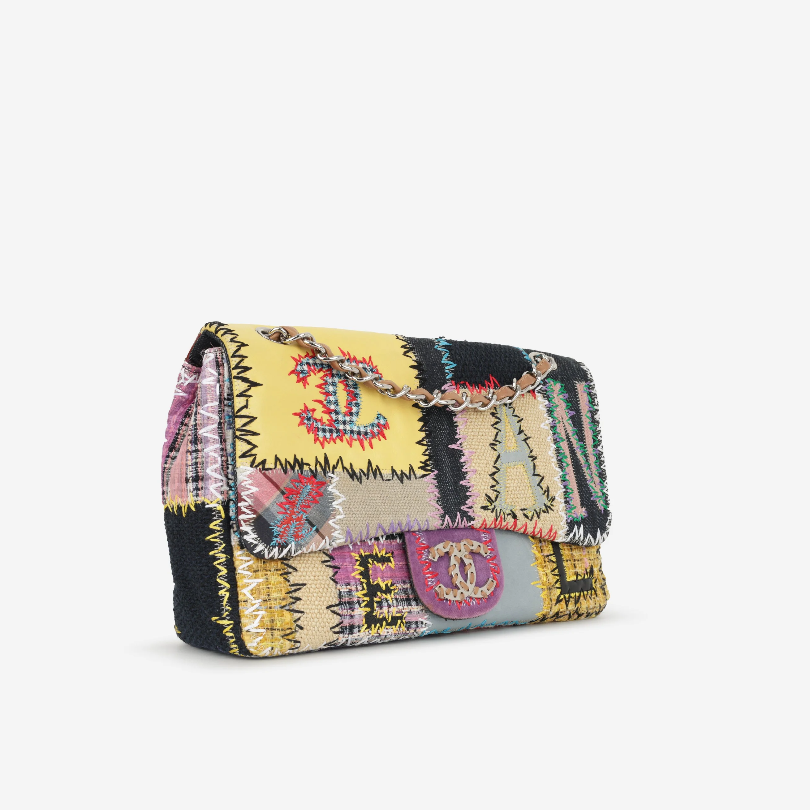 Chanel Single Flap Jumbo - Multi Patchwork | Silver Hardware - Image 2