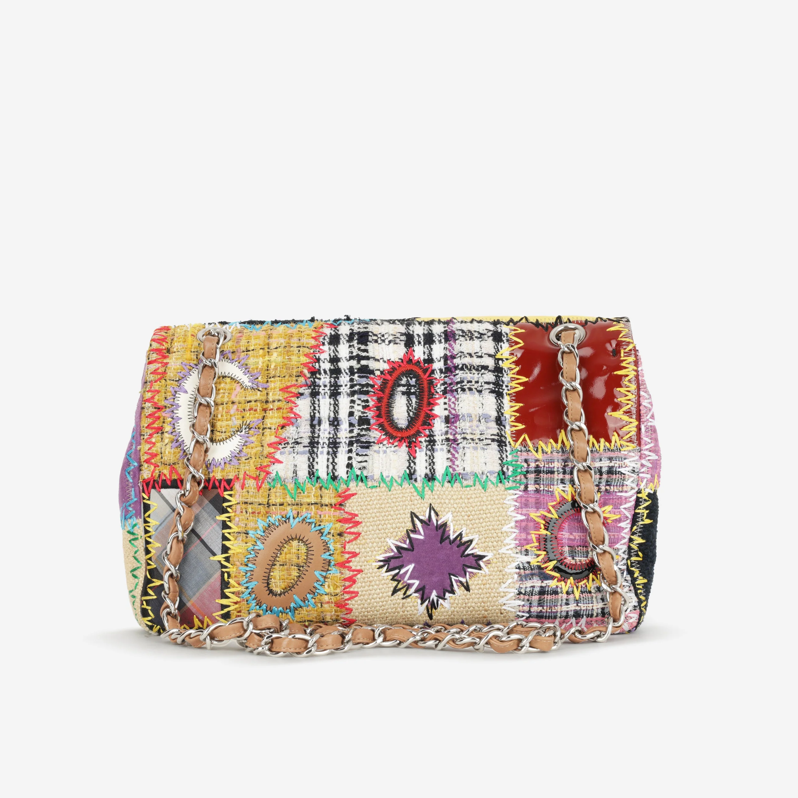 Chanel Single Flap Jumbo - Multi Patchwork | Silver Hardware - Image 3