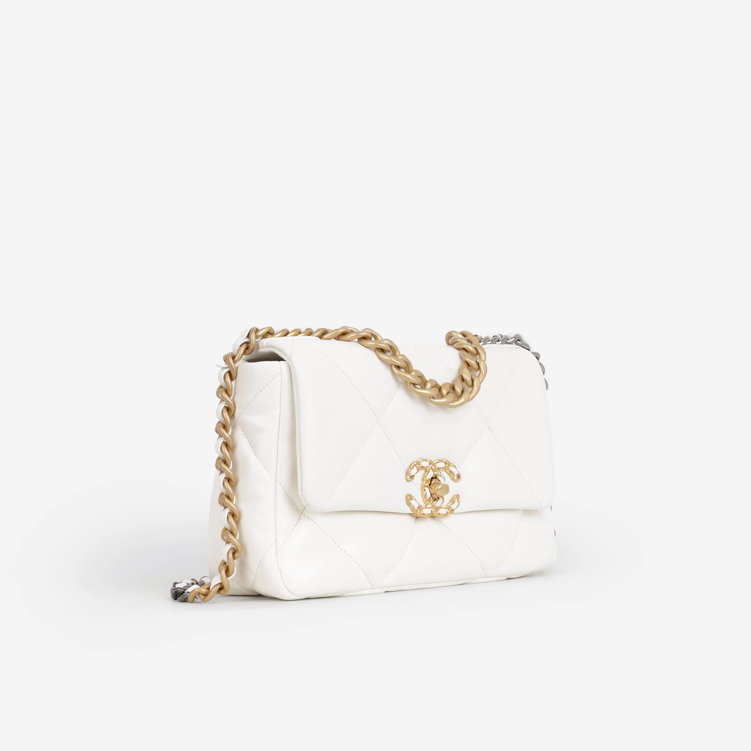 Chanel Small 19 Flap - White Lambskin | Gold Hardware - Image 2