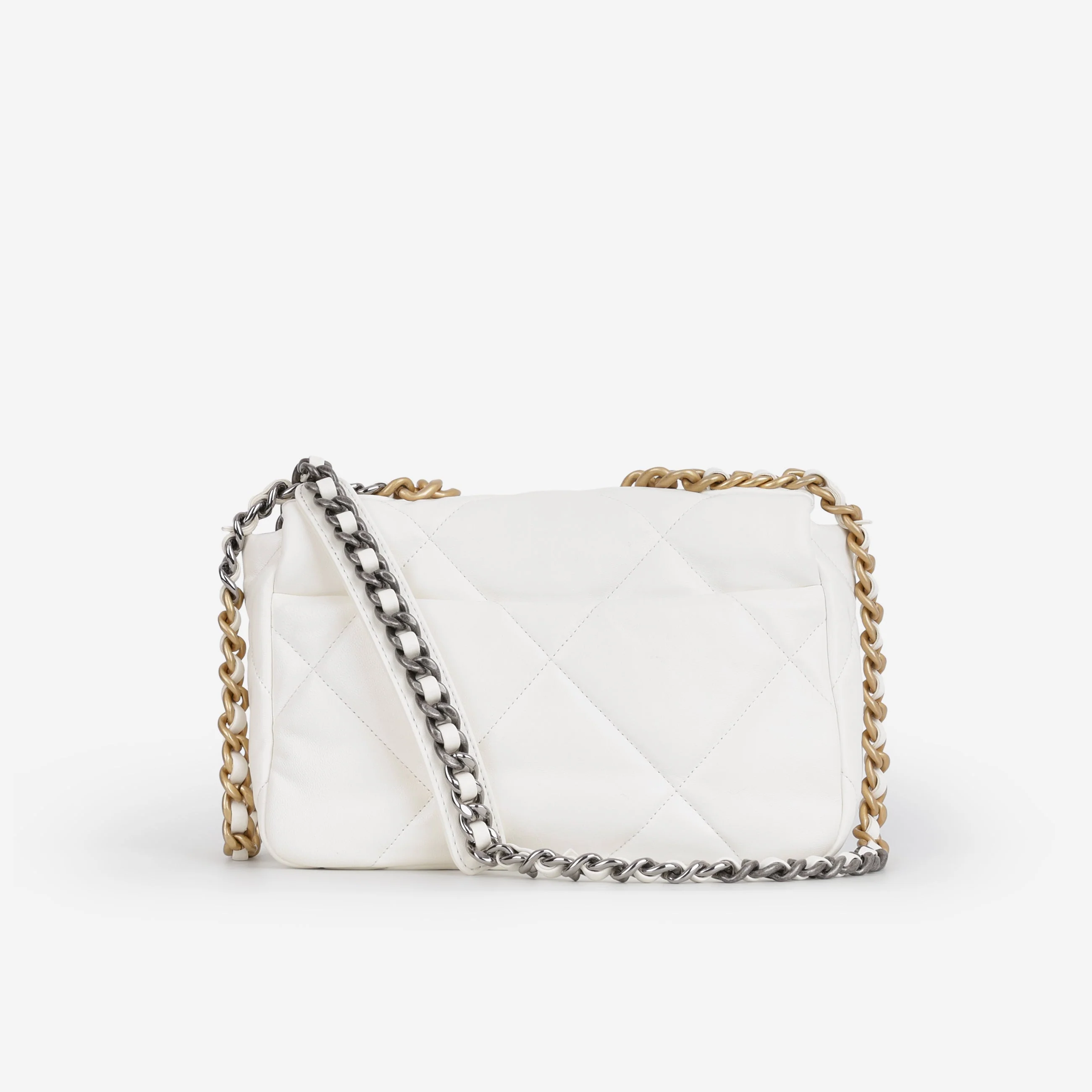 Chanel Small 19 Flap - White Lambskin | Gold Hardware - Image 4