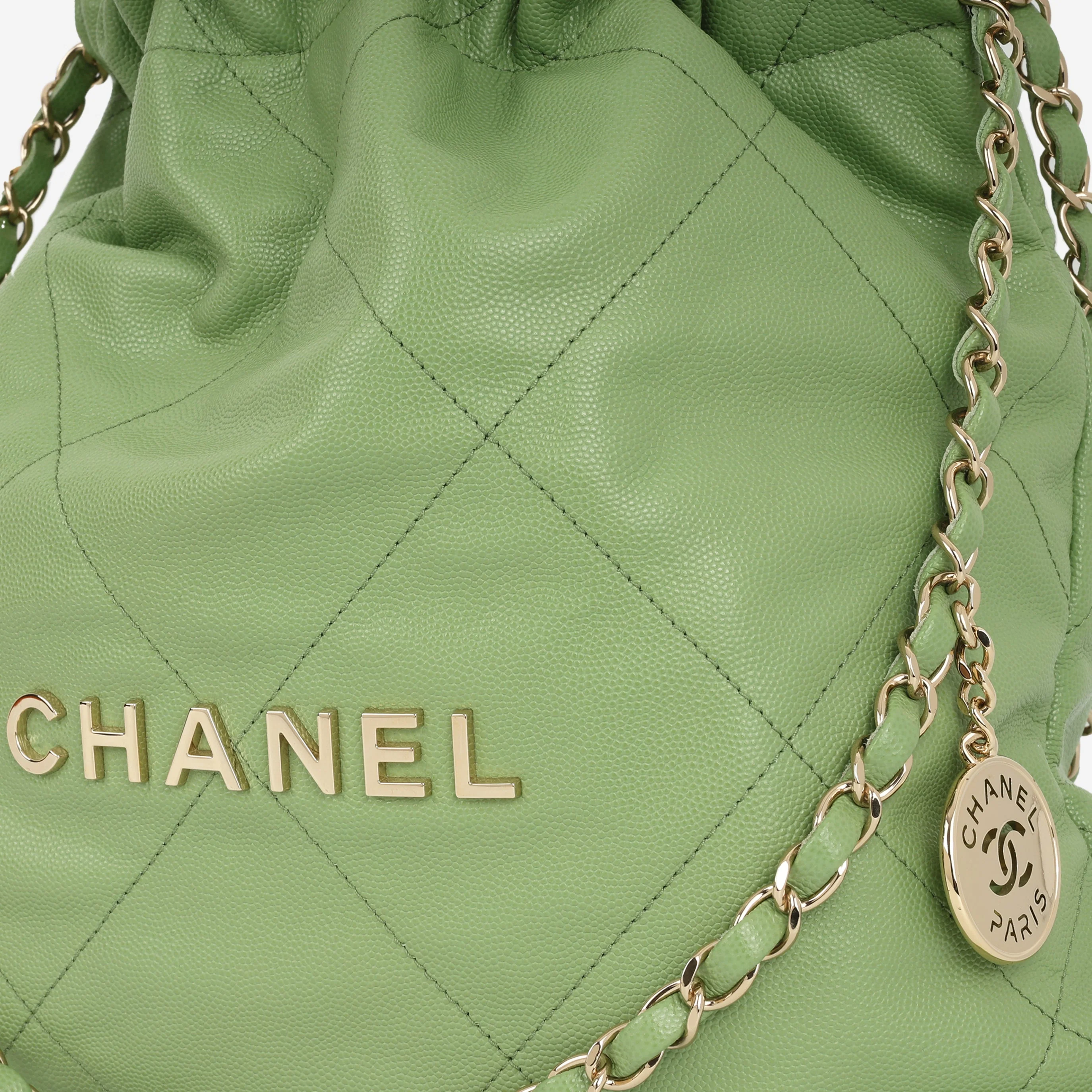 Chanel Small 22 Tote - Avocado Green | Champagne Gold Hardware - Image 3