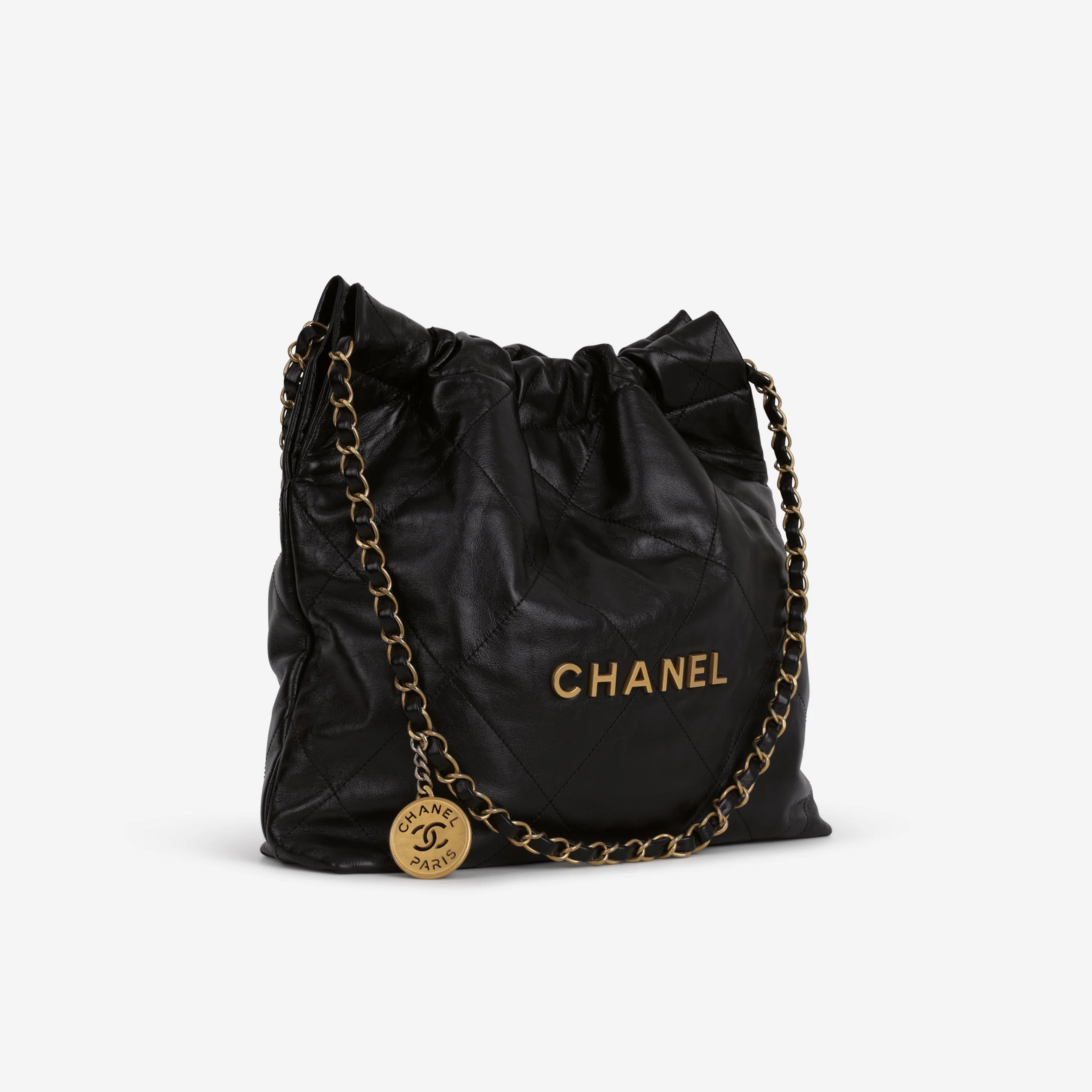Chanel Small 22 Tote - Black Calfskin | Gold Hardware - Image 2