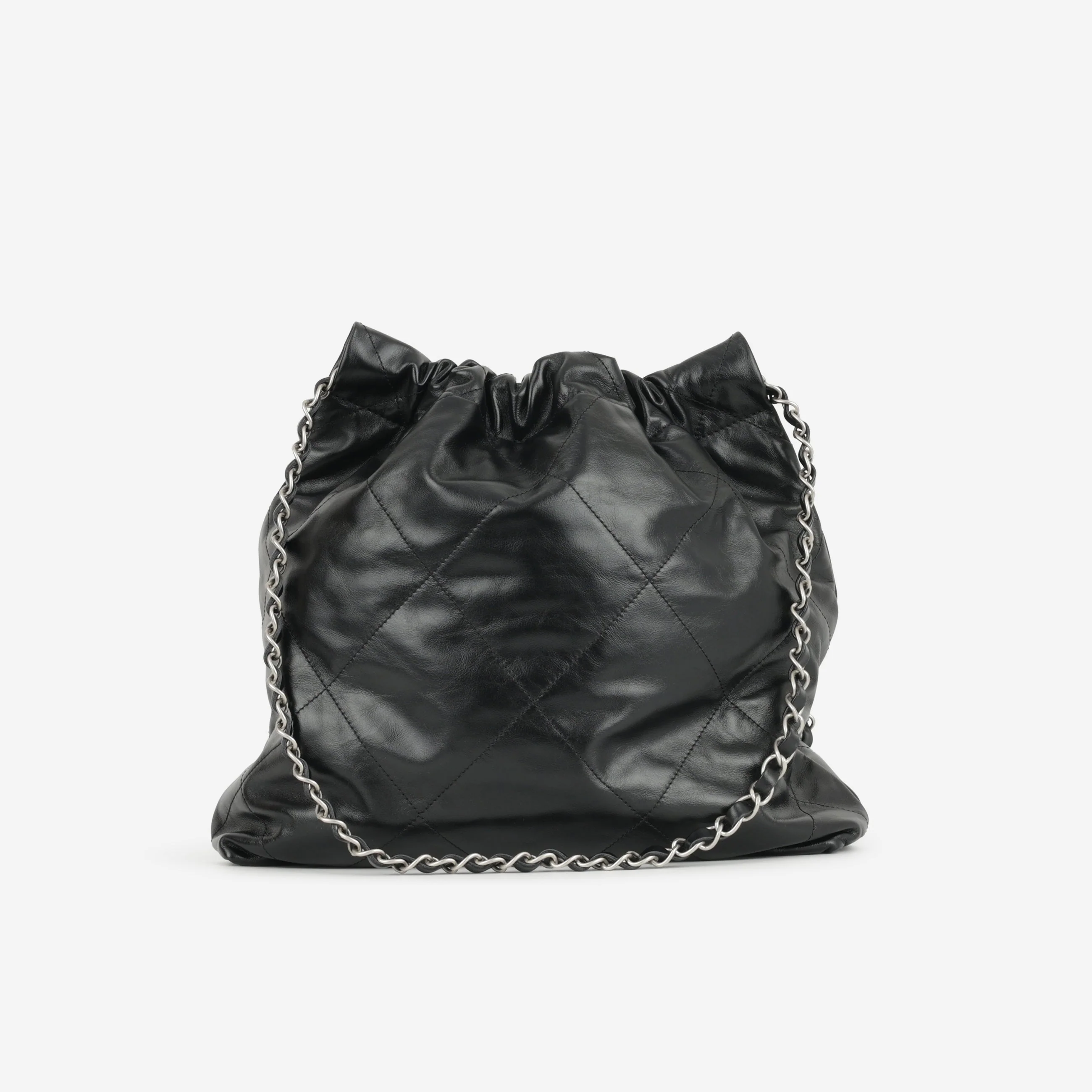 Chanel Small 22 Tote - Black Calfskin | Silver Hardware - Image 2