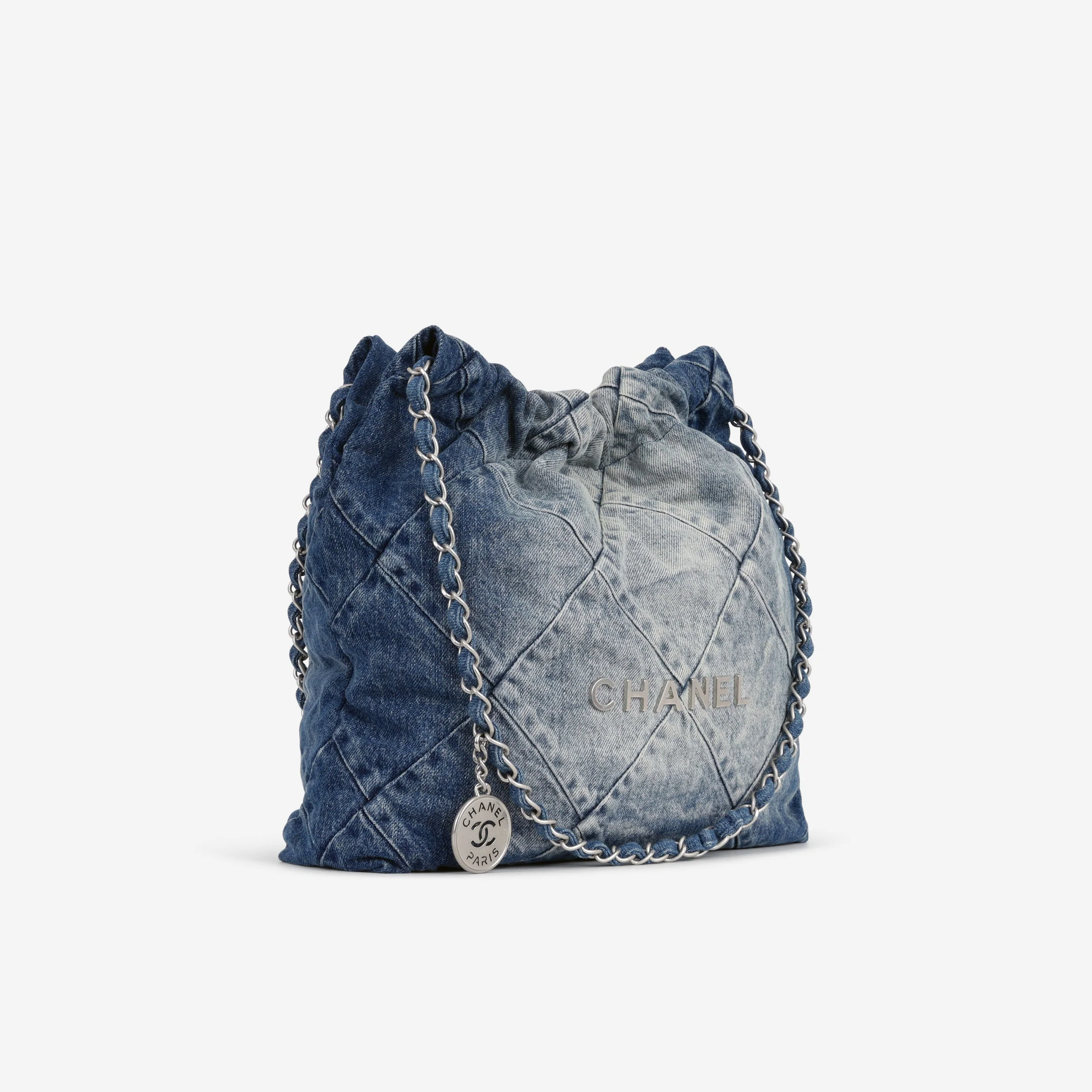 Chanel Small 22 Tote - Ombre Denim | Silver Hardware - Image 2