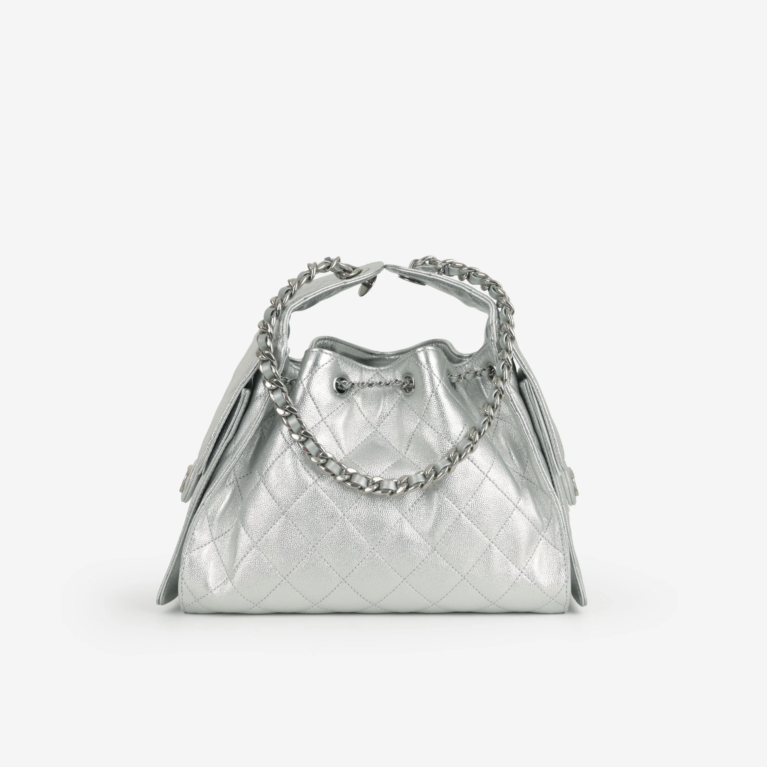 Chanel Small 25 Hobo - Metallic Silver Caviar | Silver Hardware - Image 3
