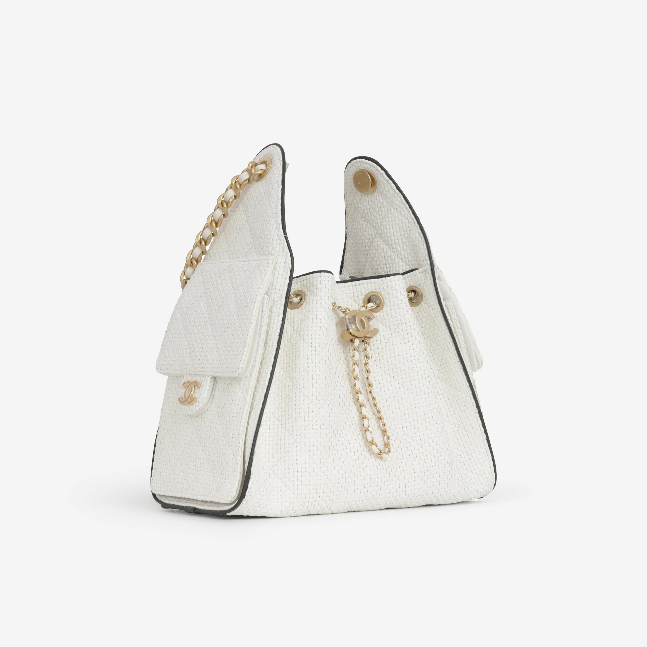 Chanel Small 25 Hobo - White Braided Raffia | Gold Hardware - Image 2