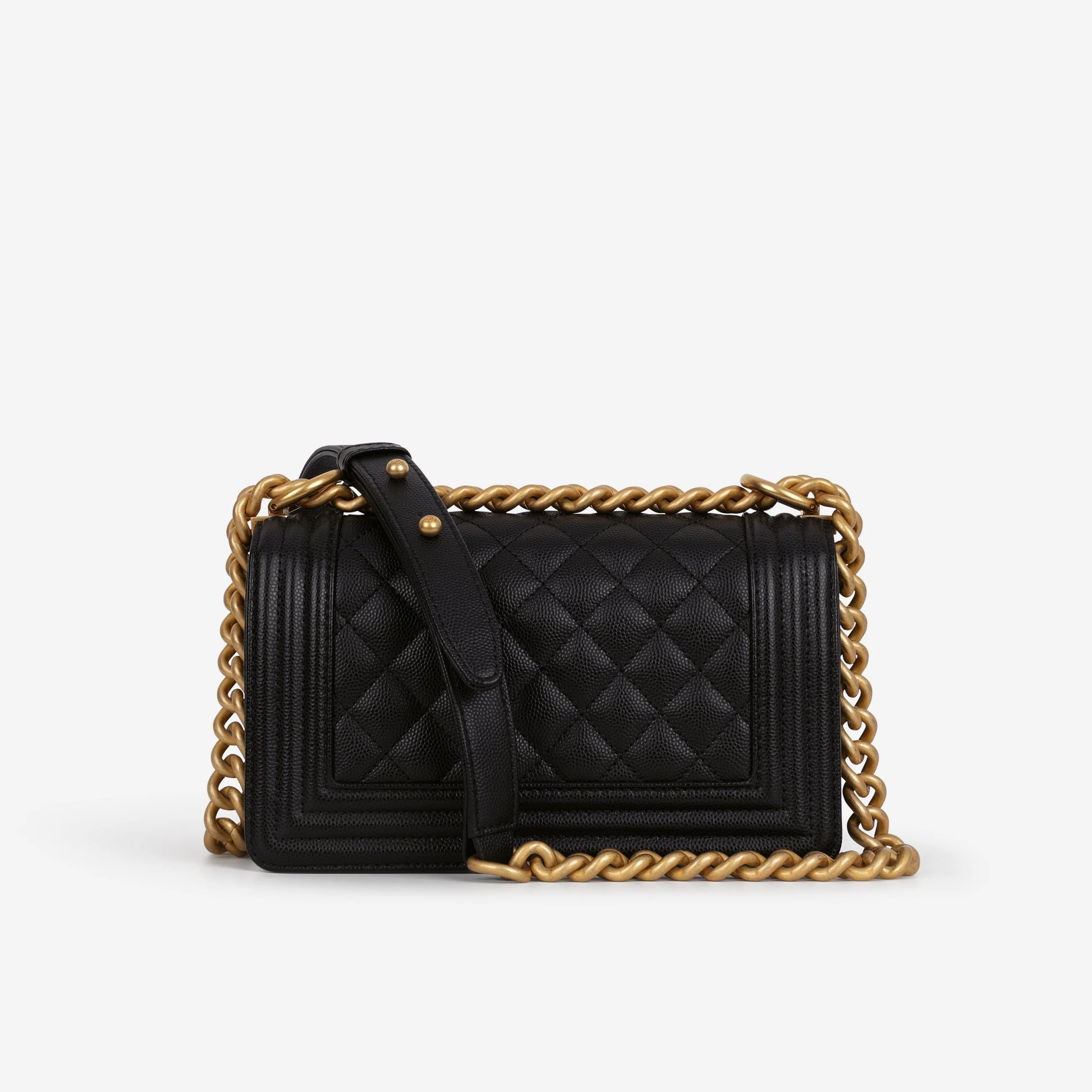 Chanel Small Boy Bag - Black Caviar | Gold Hardware - Image 3