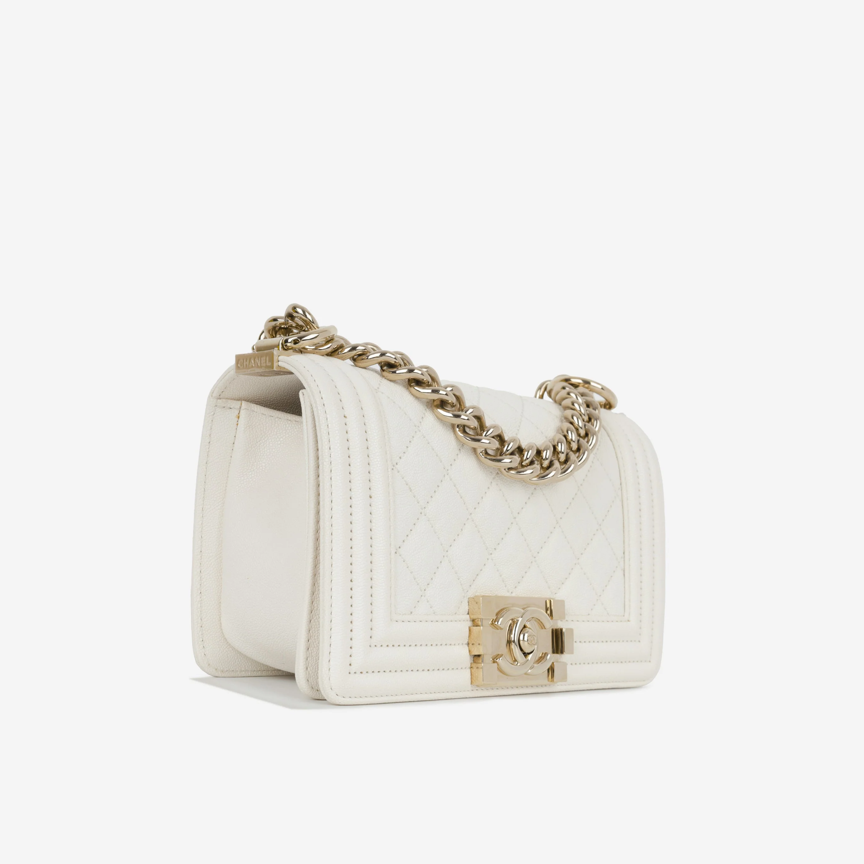 Chanel Small Boy Bag - Ivory Caviar | Champagne Gold Hardware - Image 2