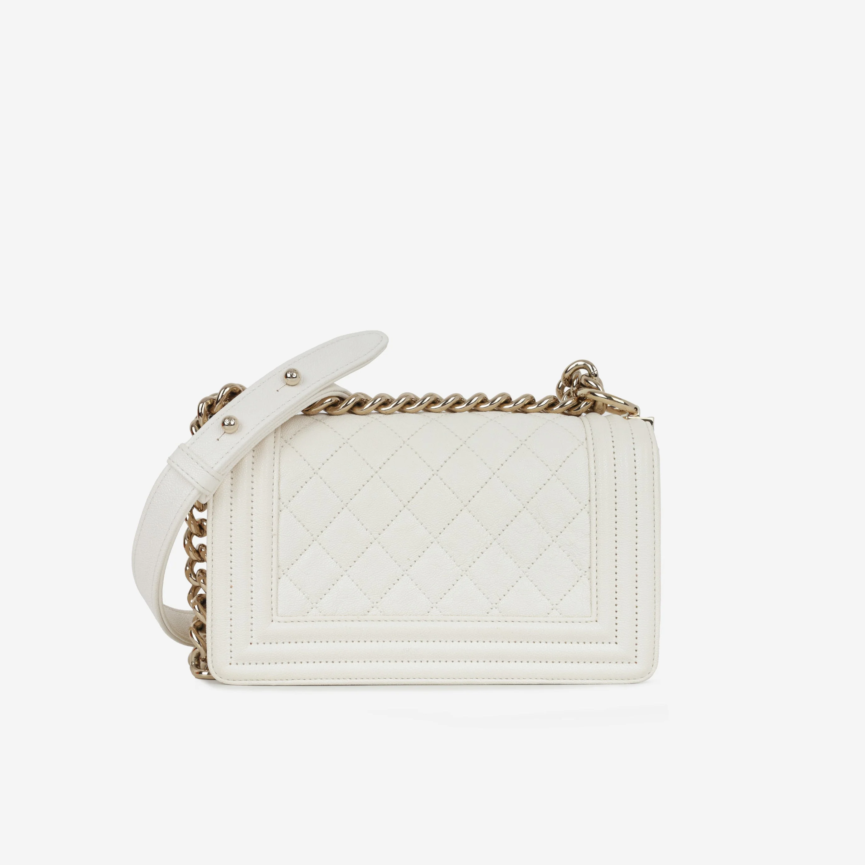Chanel Small Boy Bag - Ivory Caviar | Champagne Gold Hardware - Image 3