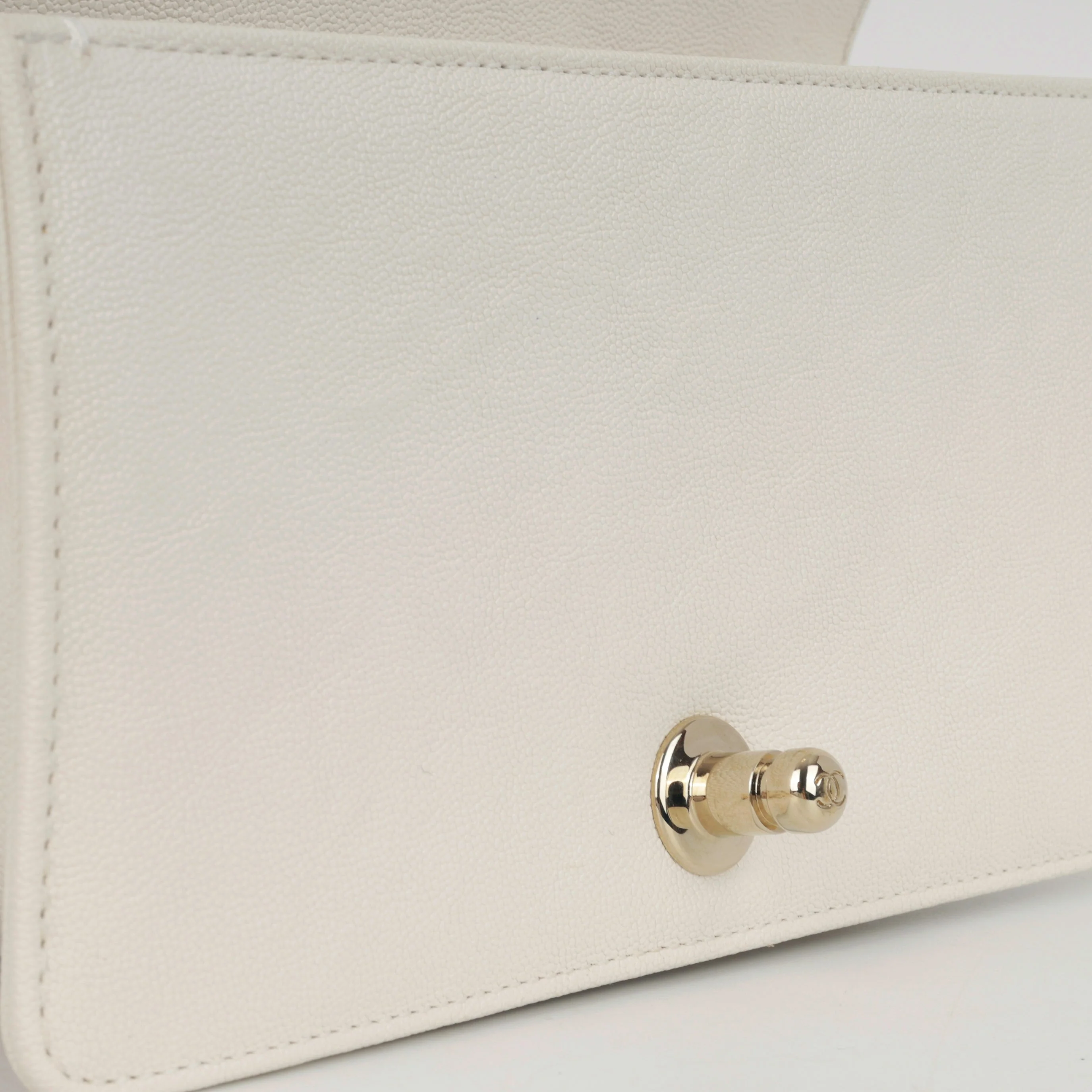 Chanel Small Boy Bag - Ivory Caviar | Champagne Gold Hardware - Image 7