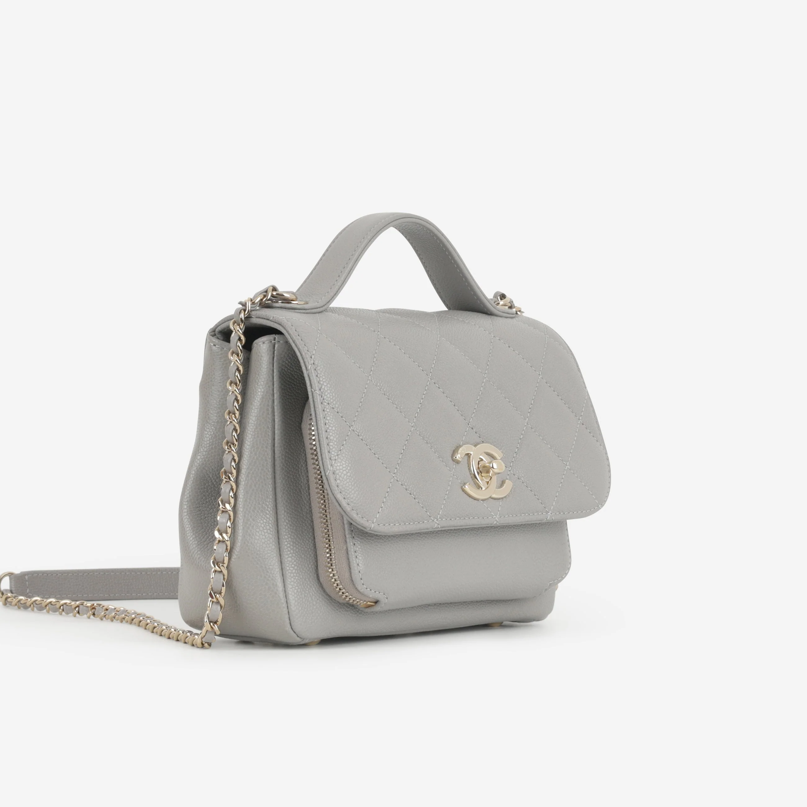 Chanel Small Business Affinity - Grey Caviar | Champagne Gold Hardware - Image 2