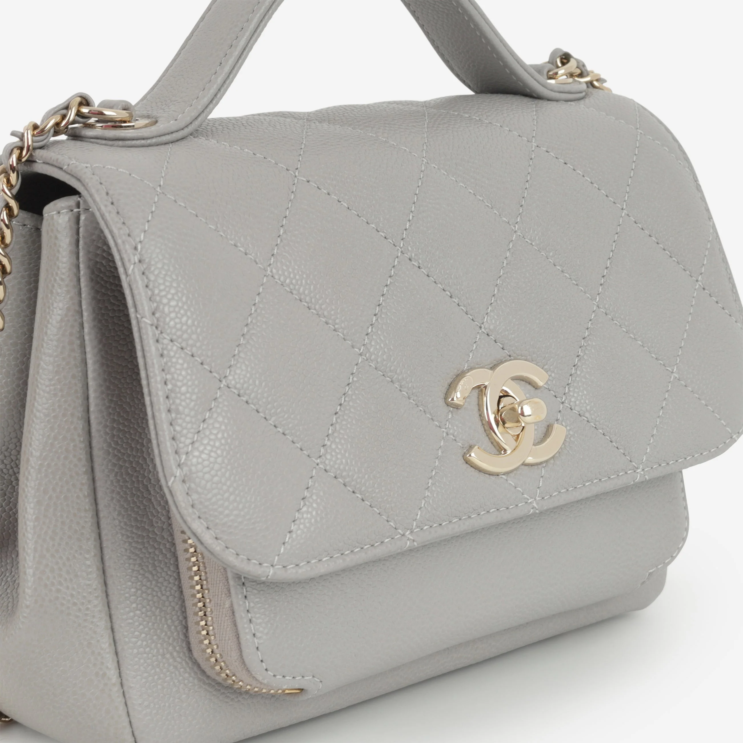 Chanel Small Business Affinity - Grey Caviar | Champagne Gold Hardware - Image 7