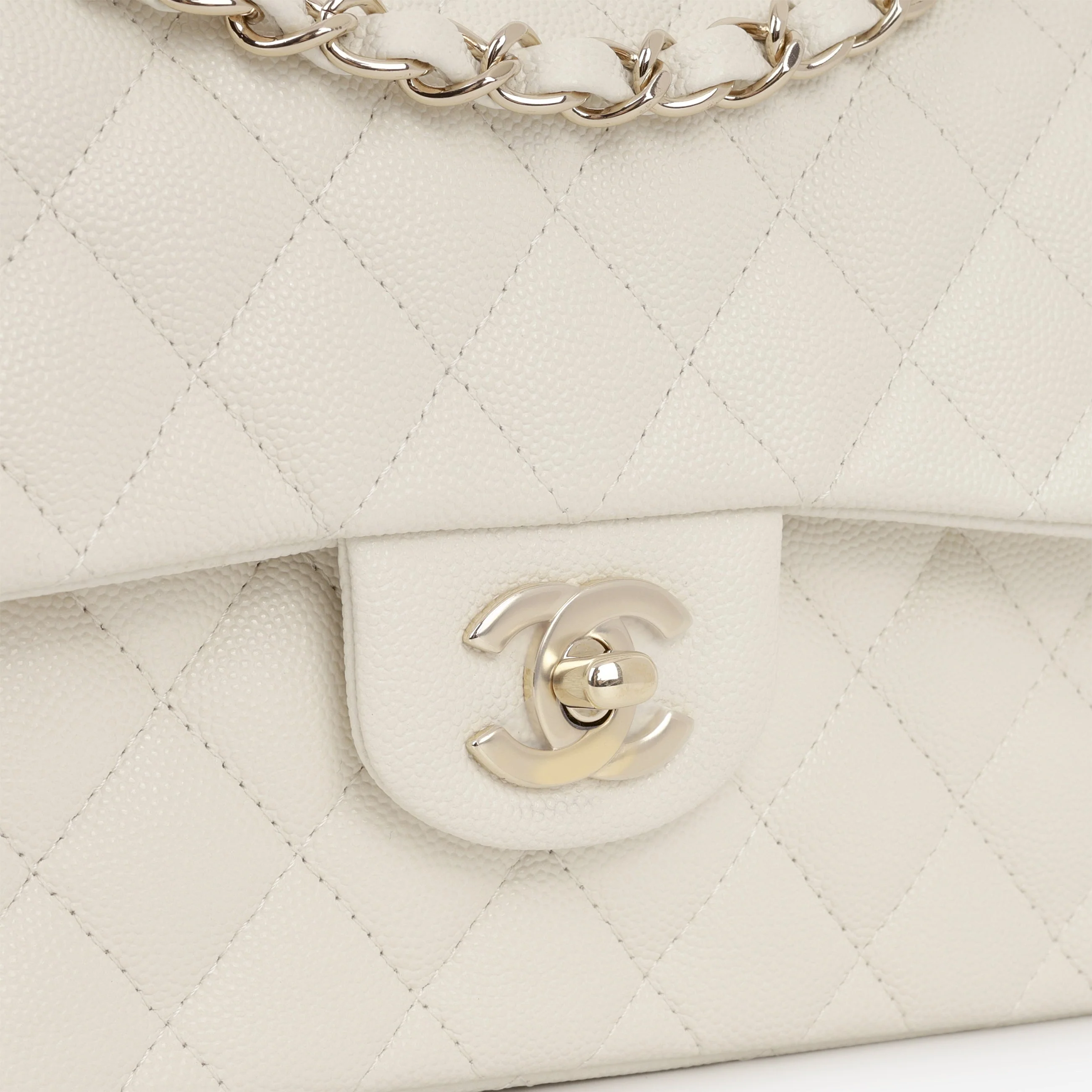 Chanel Small Classic Flap - Ivory Caviar | Champagne Gold Hardware - Image 8