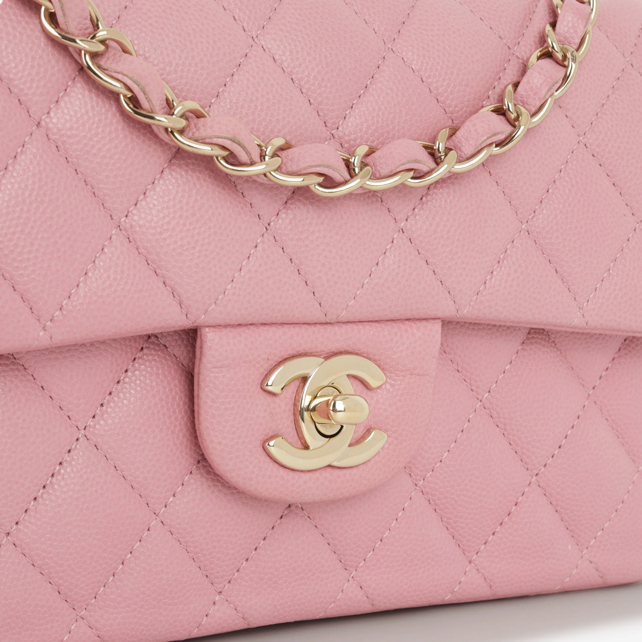 Chanel Small Classic Flap - Rose Fonce Caviar | Champagne Gold Hardware - Image 7