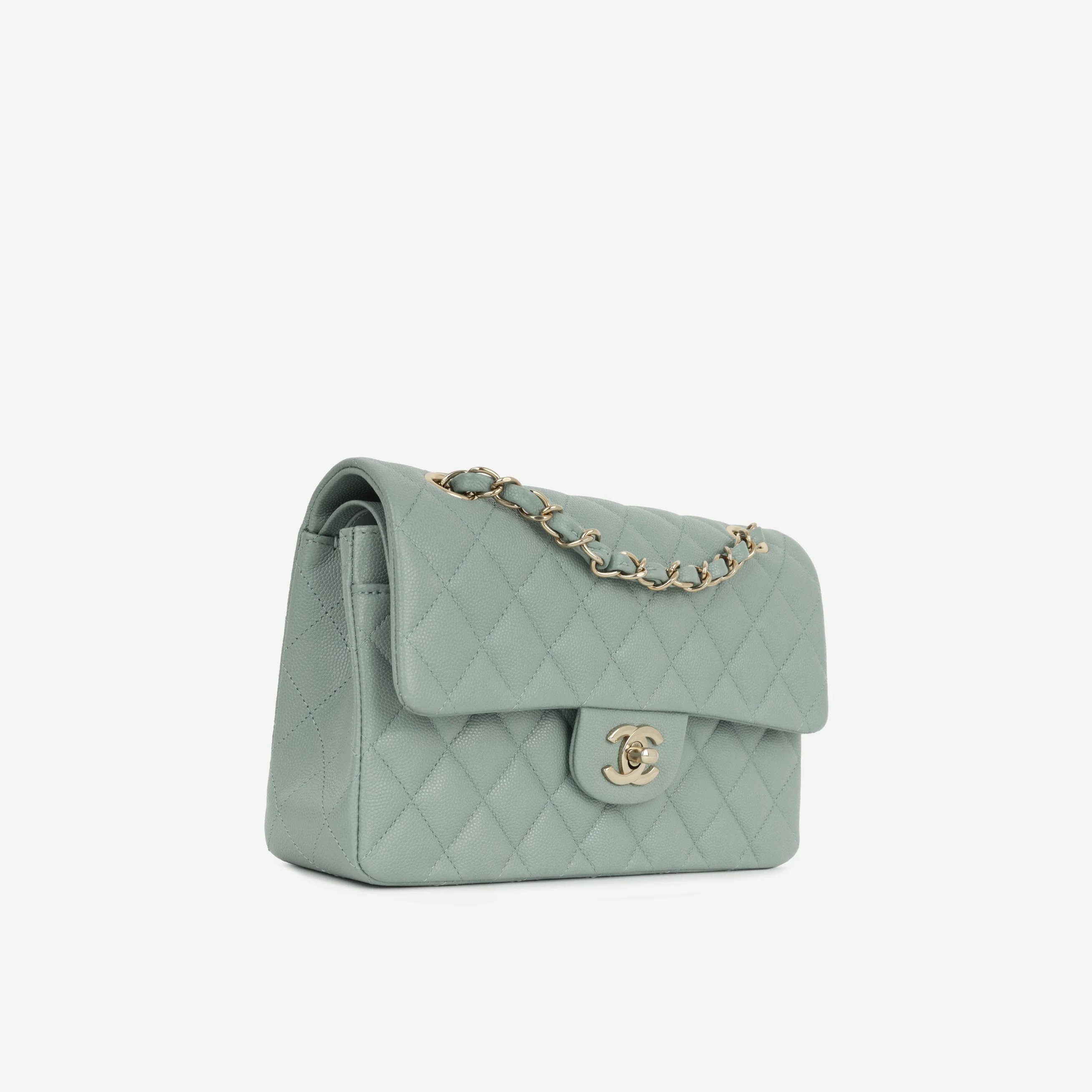 Chanel Small Classic Flap - Sage Green Caviar | Champagne Gold Hardware - Image 2