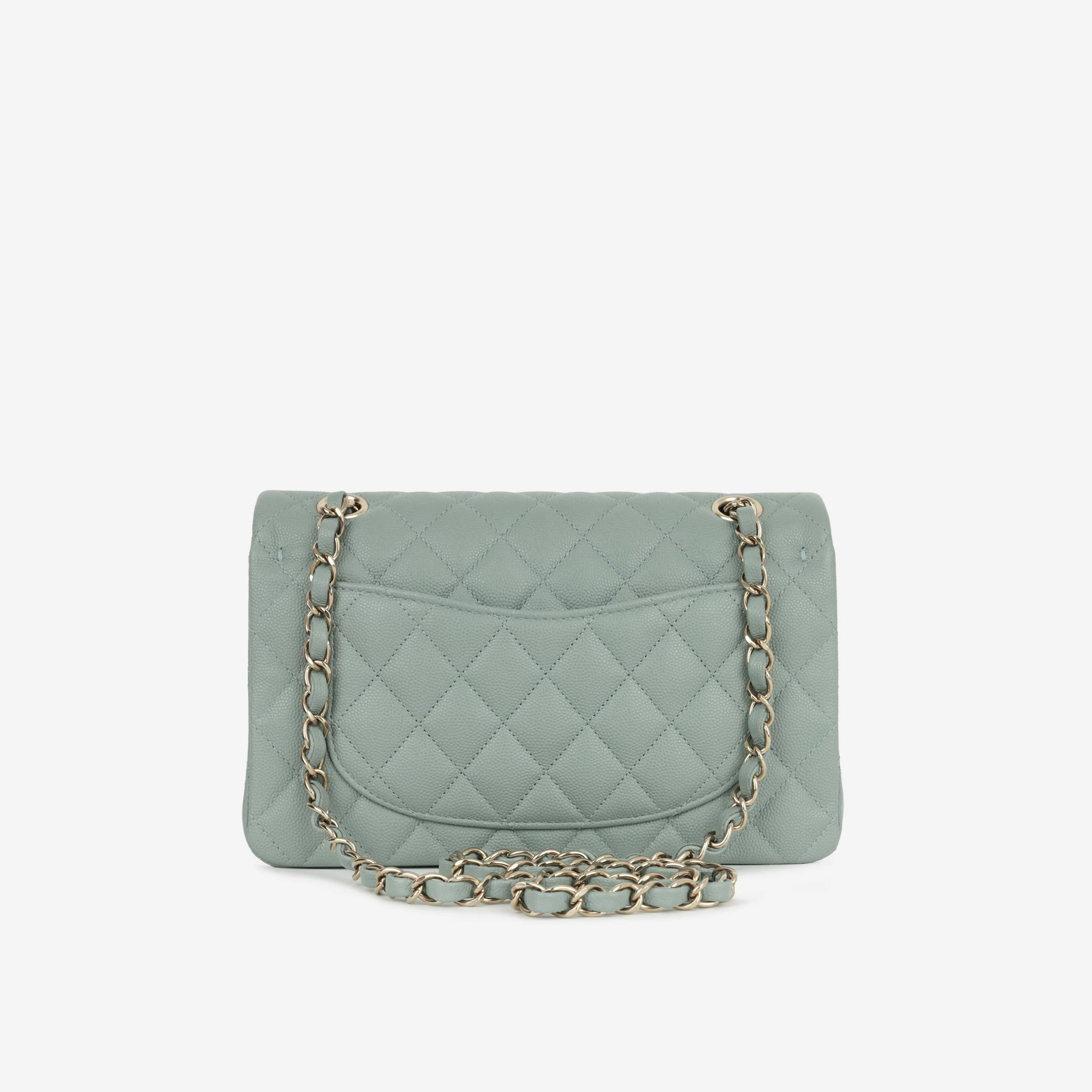 Chanel Small Classic Flap - Sage Green Caviar | Champagne Gold Hardware - Image 3