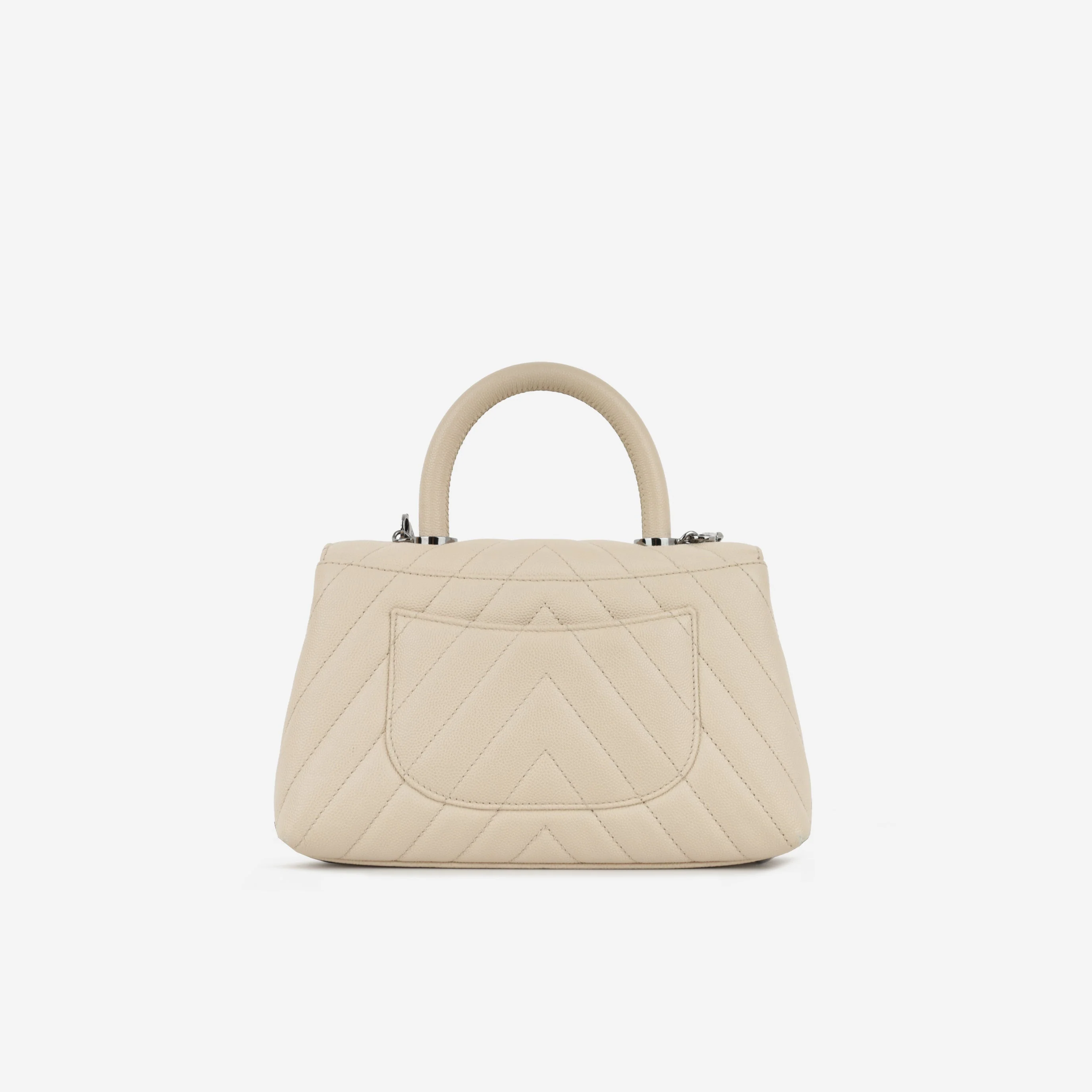 Chanel Small Coco Handle - Beige Chevron Caviar | Ruthenium Hardware - Image 3