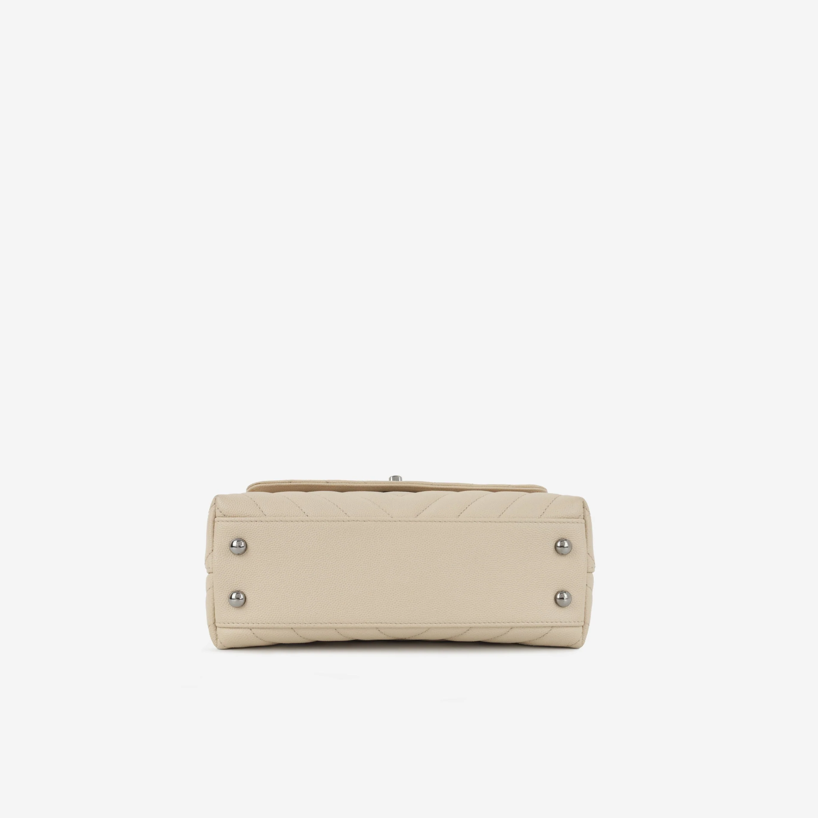 Chanel Small Coco Handle - Beige Chevron Caviar | Ruthenium Hardware - Image 6