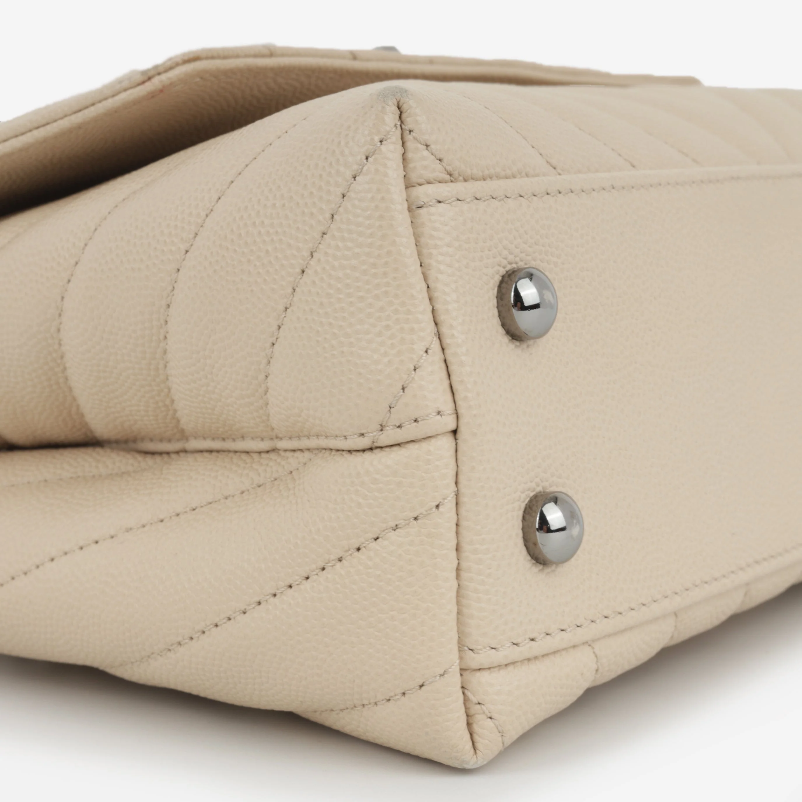 Chanel Small Coco Handle - Beige Chevron Caviar | Ruthenium Hardware - Image 7
