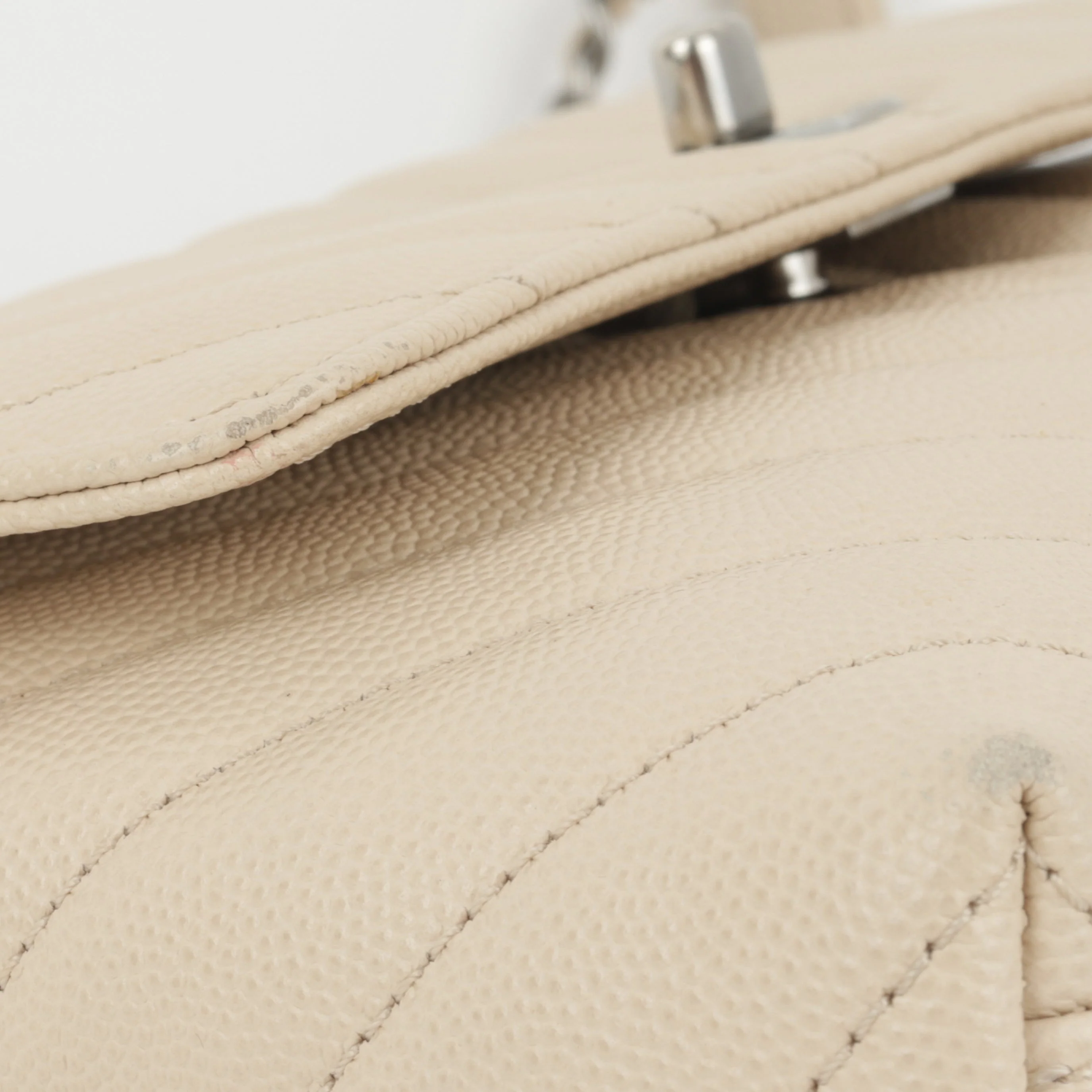 Chanel Small Coco Handle - Beige Chevron Caviar | Ruthenium Hardware - Image 9