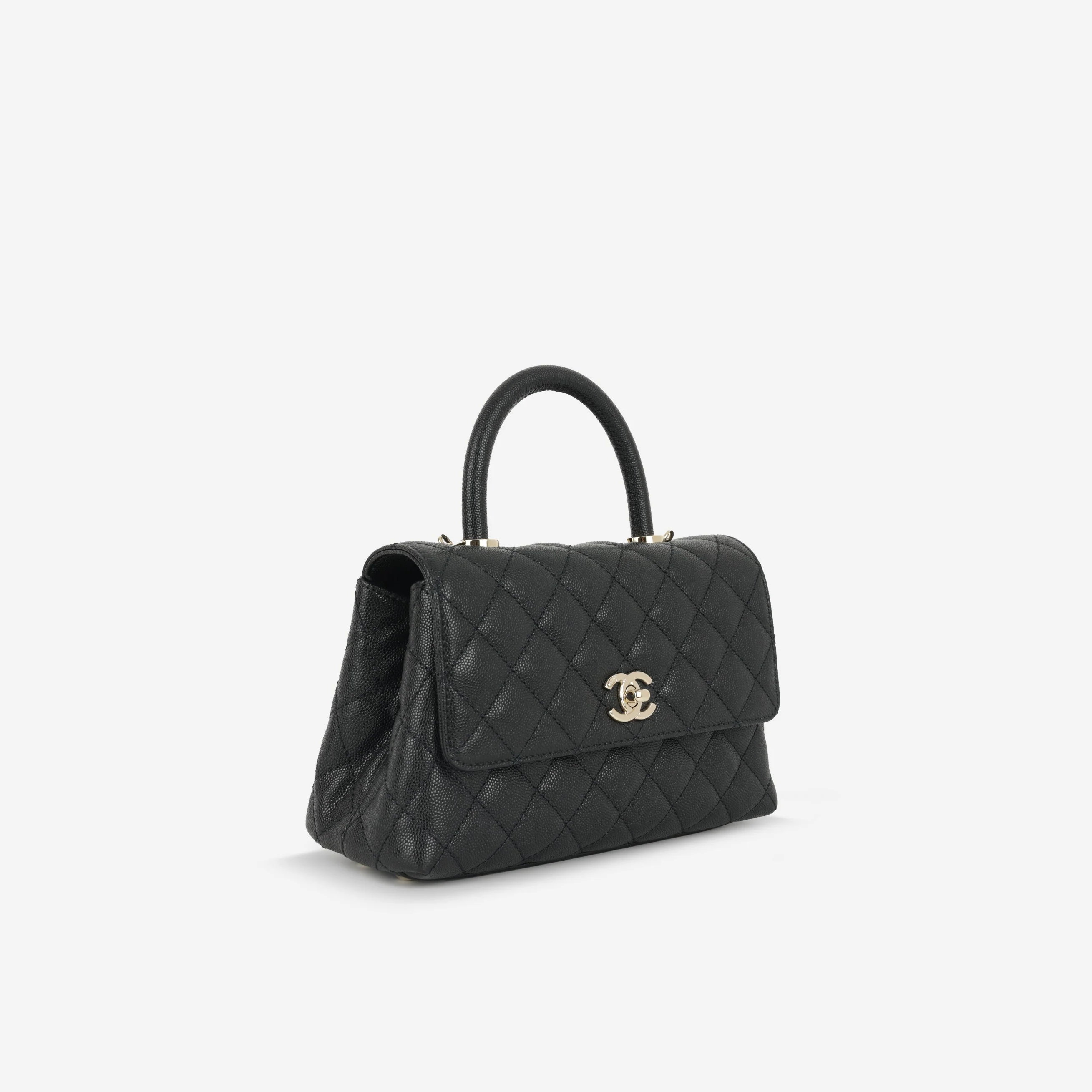 Chanel Small Coco Handle - Black Caviar | Champagne Gold Hardware - Image 2