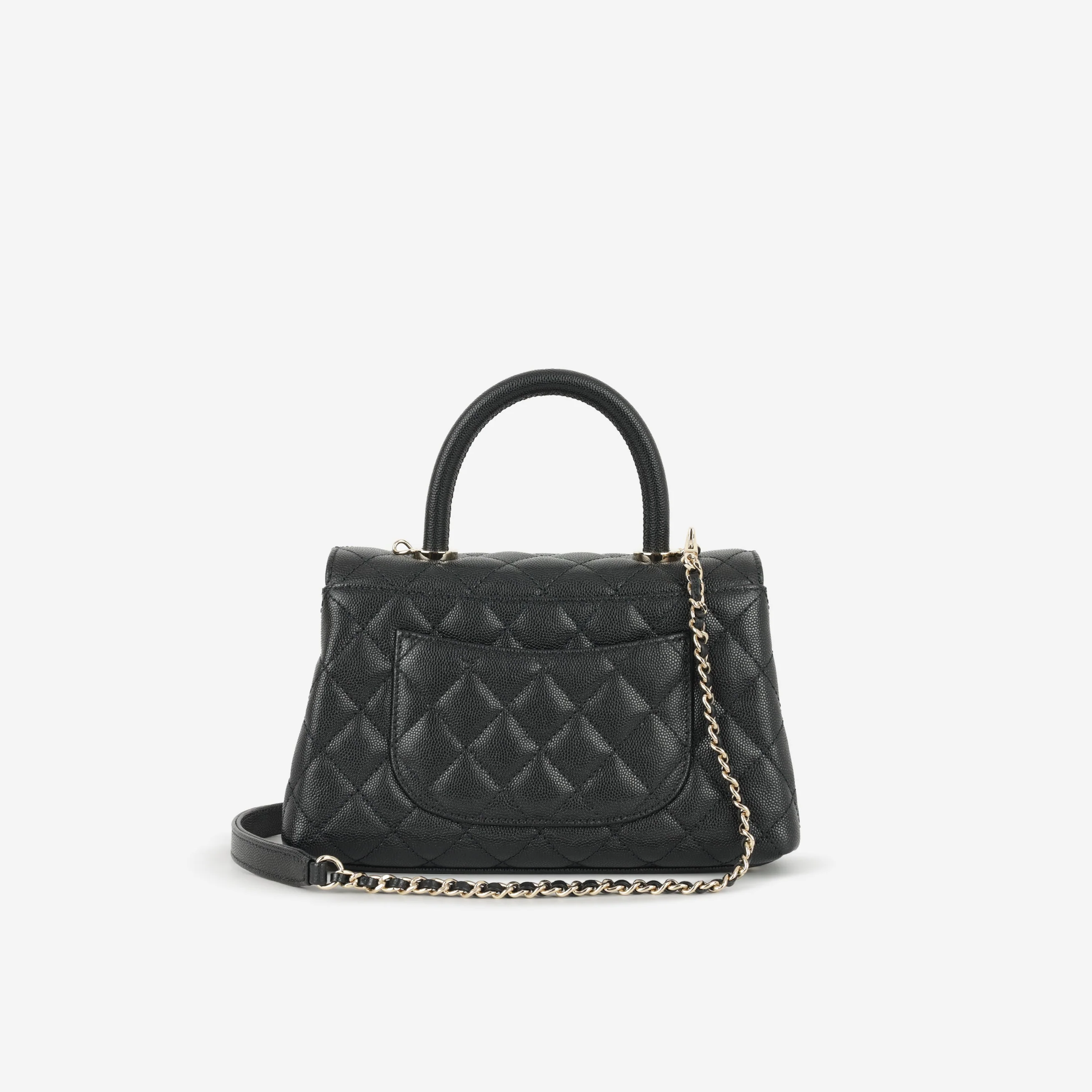 Chanel Small Coco Handle - Black Caviar | Champagne Gold Hardware - Image 3