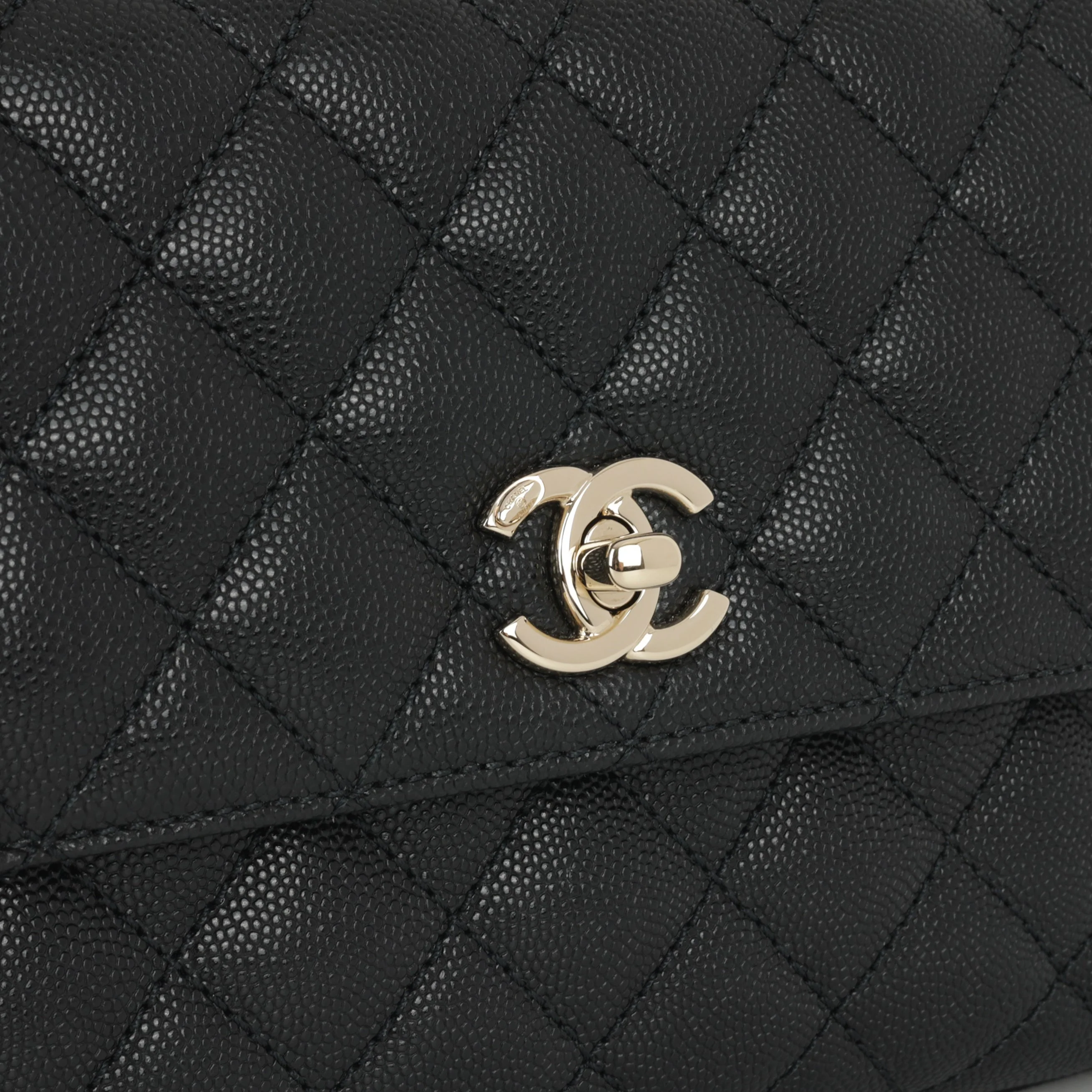 Chanel Small Coco Handle - Black Caviar | Champagne Gold Hardware - Image 7