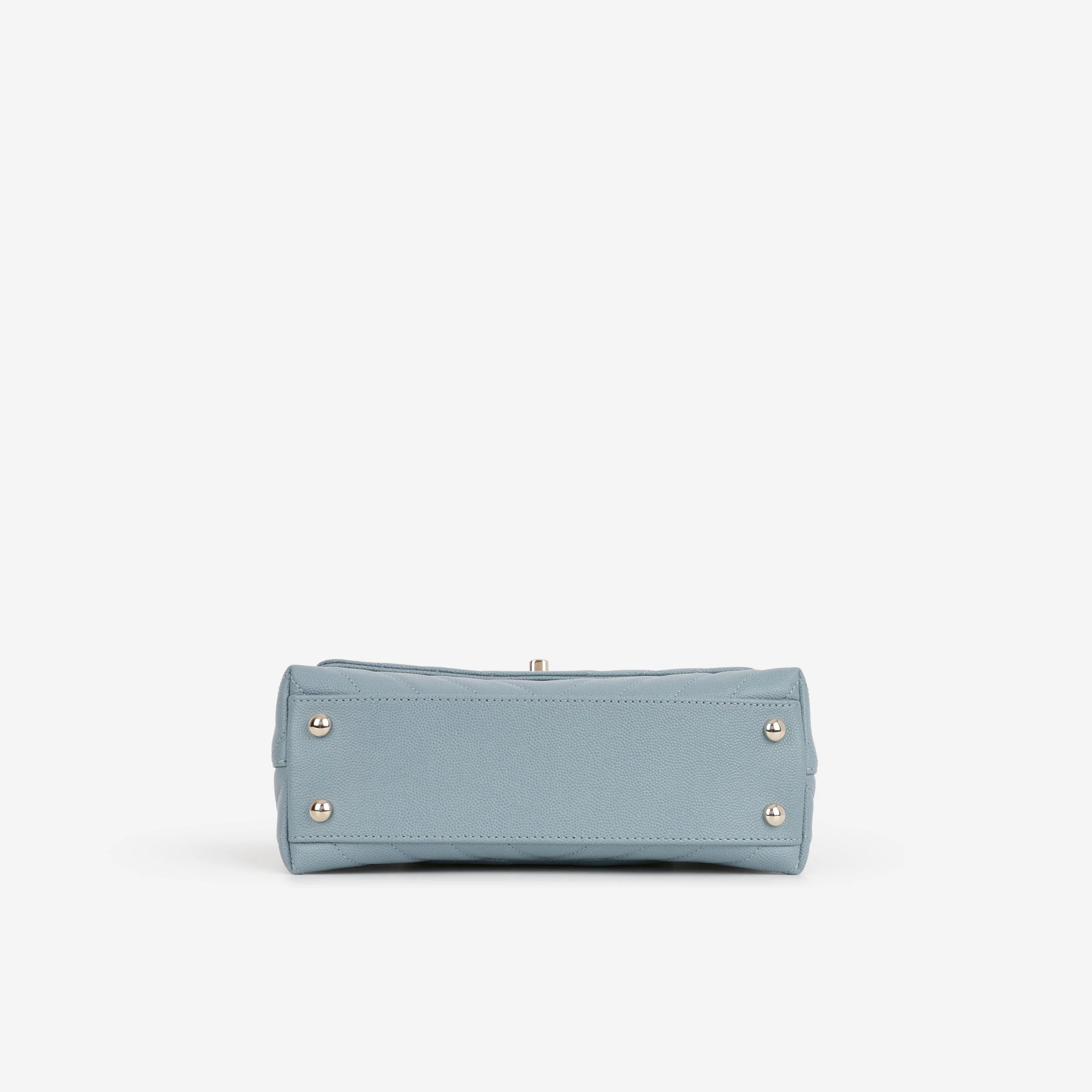 Chanel Small Coco Handle - Blue Chevron | Champagne Gold Hardware - Image 3