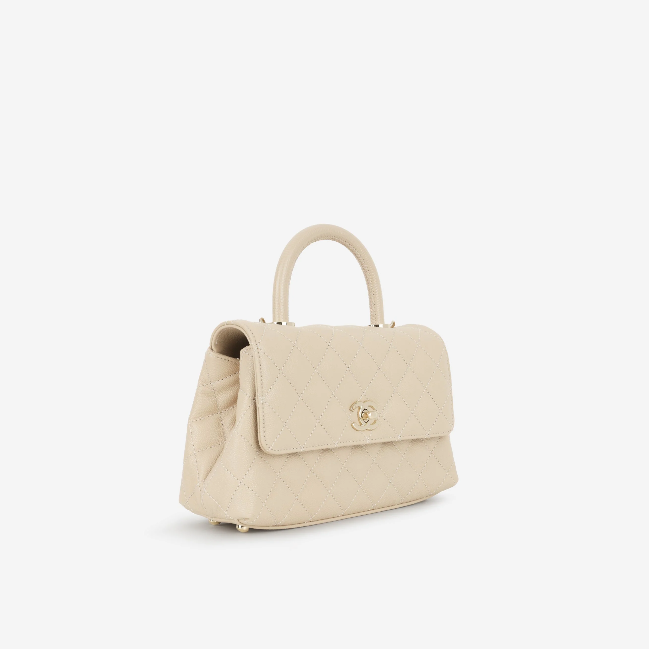Chanel Small Coco Handle - Ecru Caviar | Champagne Gold Hardware - Image 2