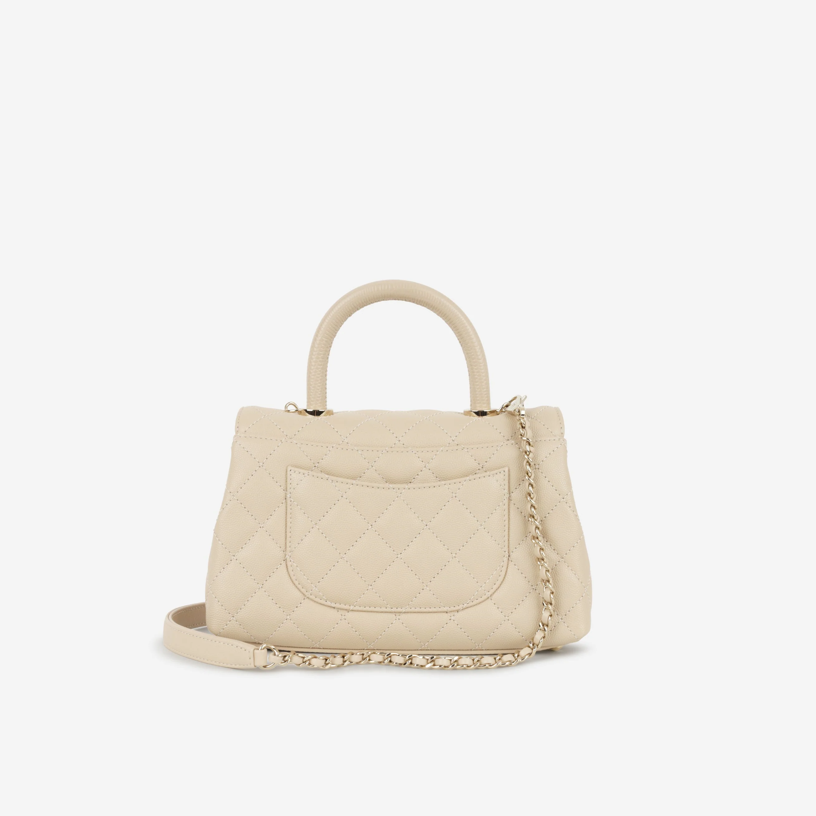 Chanel Small Coco Handle - Ecru Caviar | Champagne Gold Hardware - Image 3