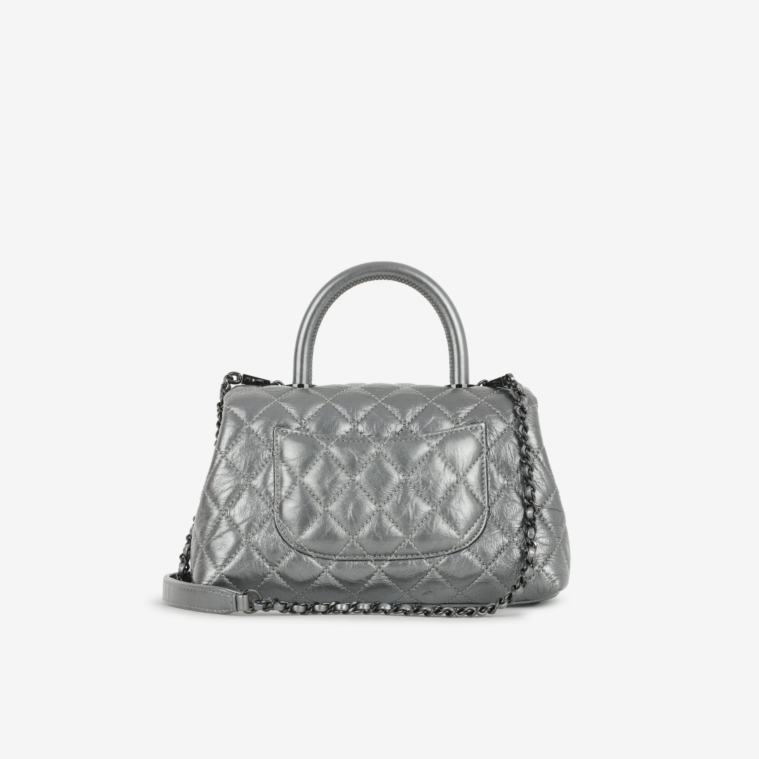 Chanel Small Coco Handle - Graphite Metallic Calfskin | Black Hardware - Image 3