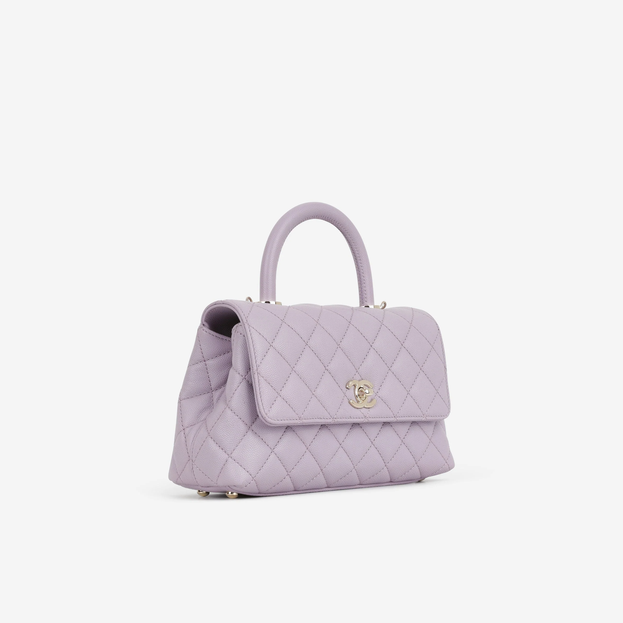 Chanel Small Coco Handle - Lilac Caviar | Champagne Gold Hardware - Image 2