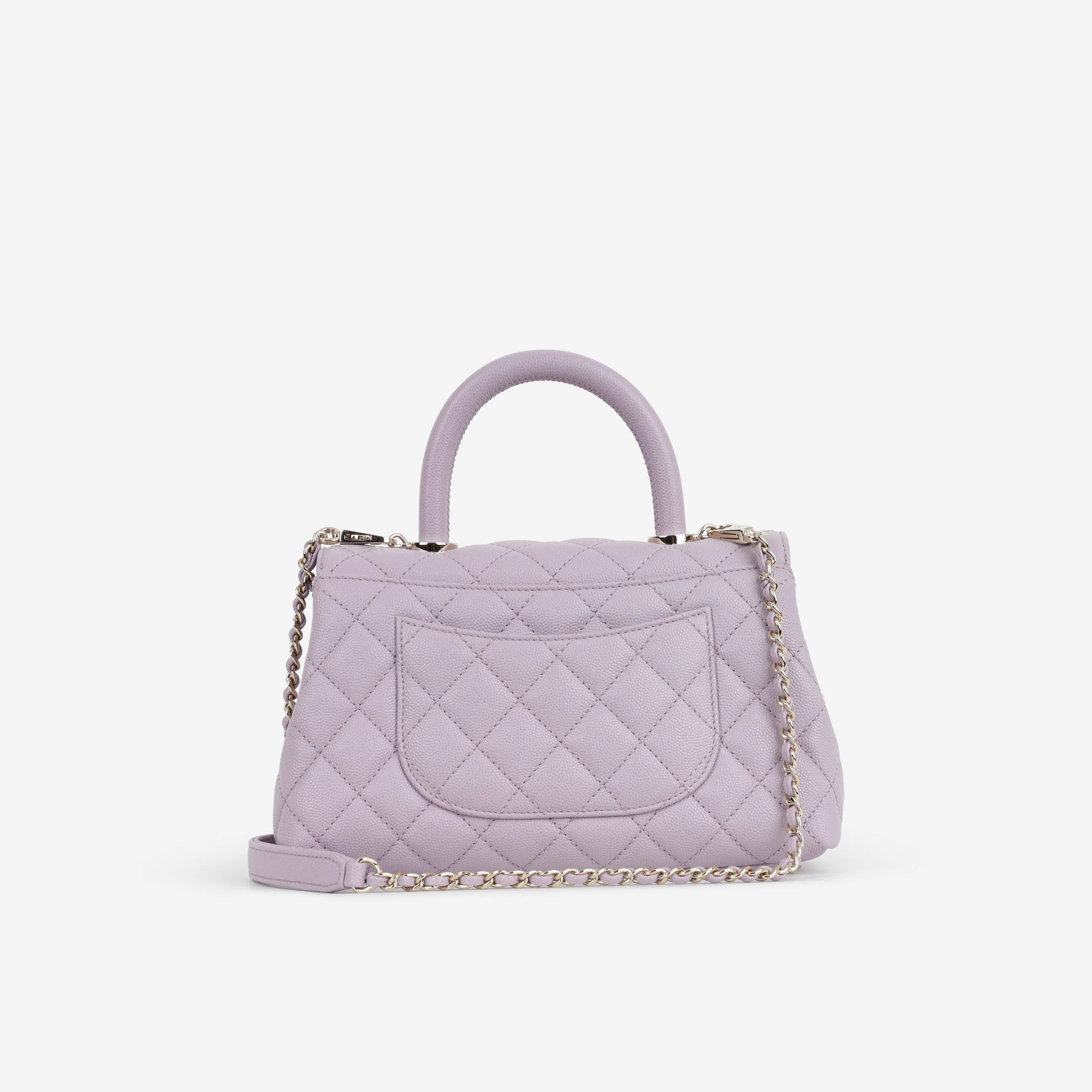 Chanel Small Coco Handle - Lilac Caviar | Champagne Gold Hardware - Image 4