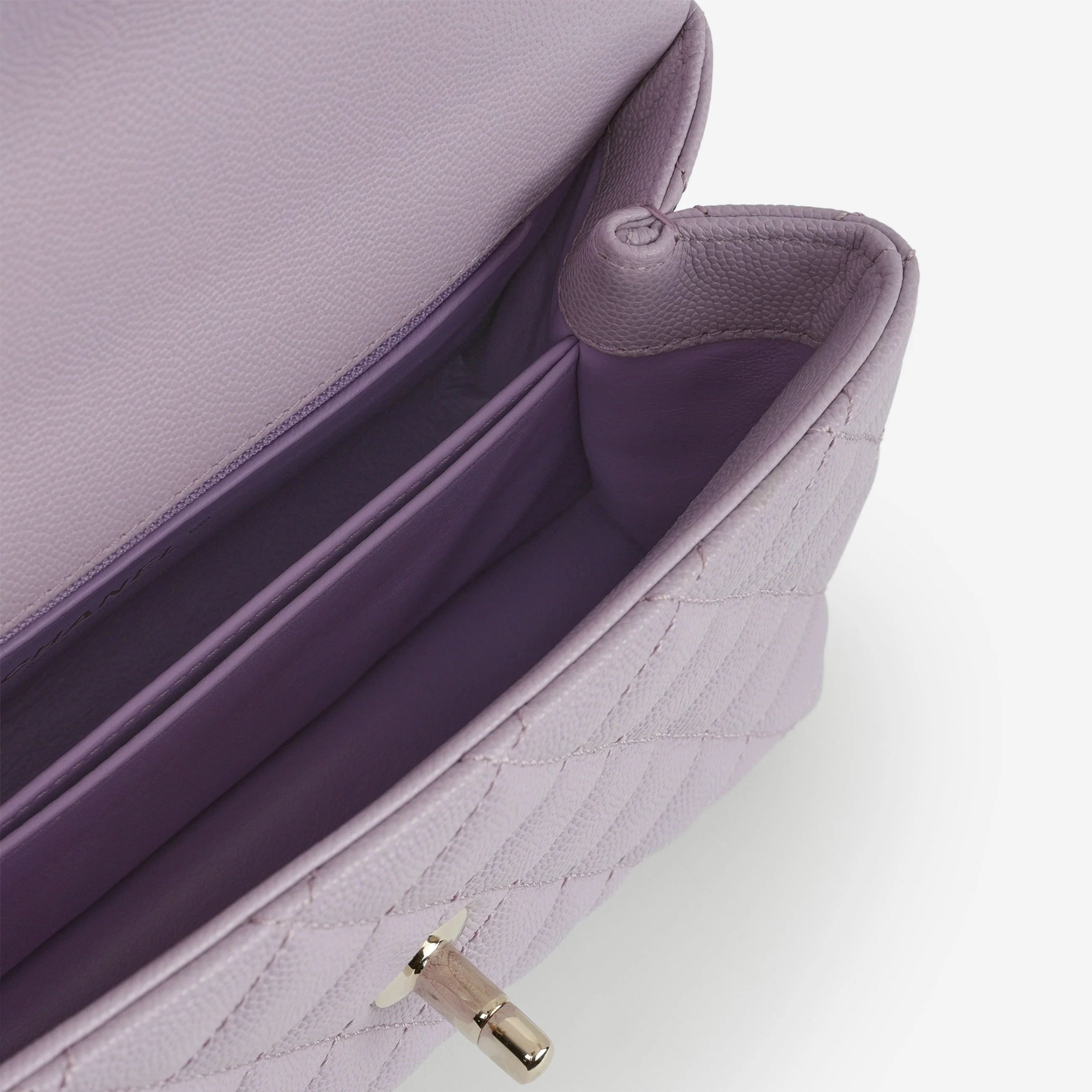 Chanel Small Coco Handle - Lilac Caviar | Champagne Gold Hardware - Image 7