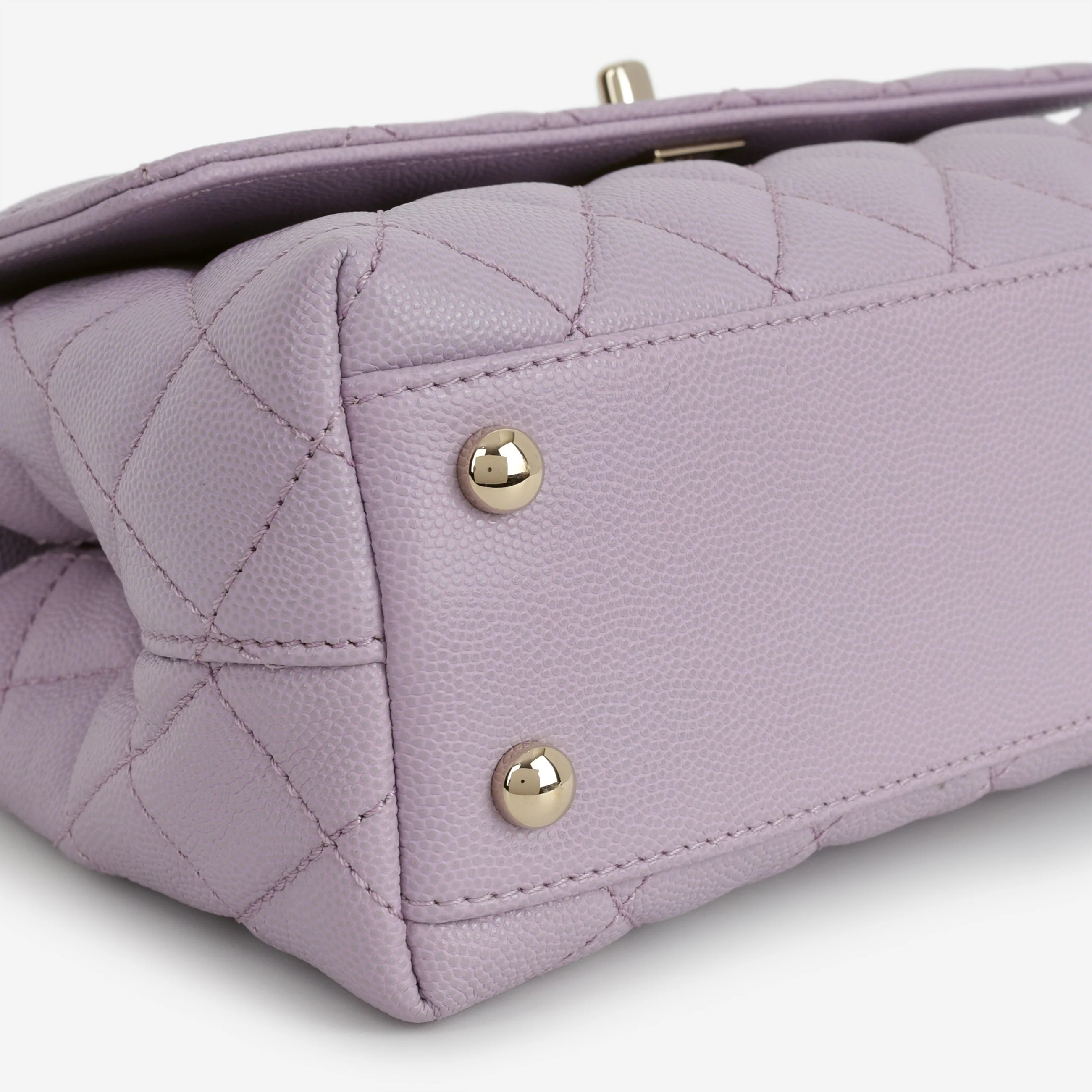 Chanel Small Coco Handle - Lilac Caviar | Champagne Gold Hardware - Image 5