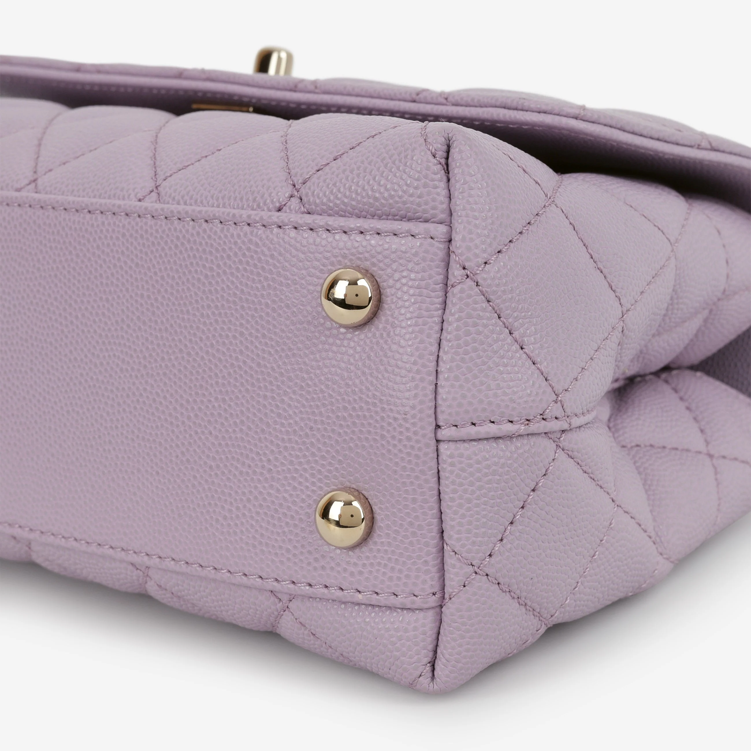 Chanel Small Coco Handle - Lilac Caviar | Champagne Gold Hardware - Image 6