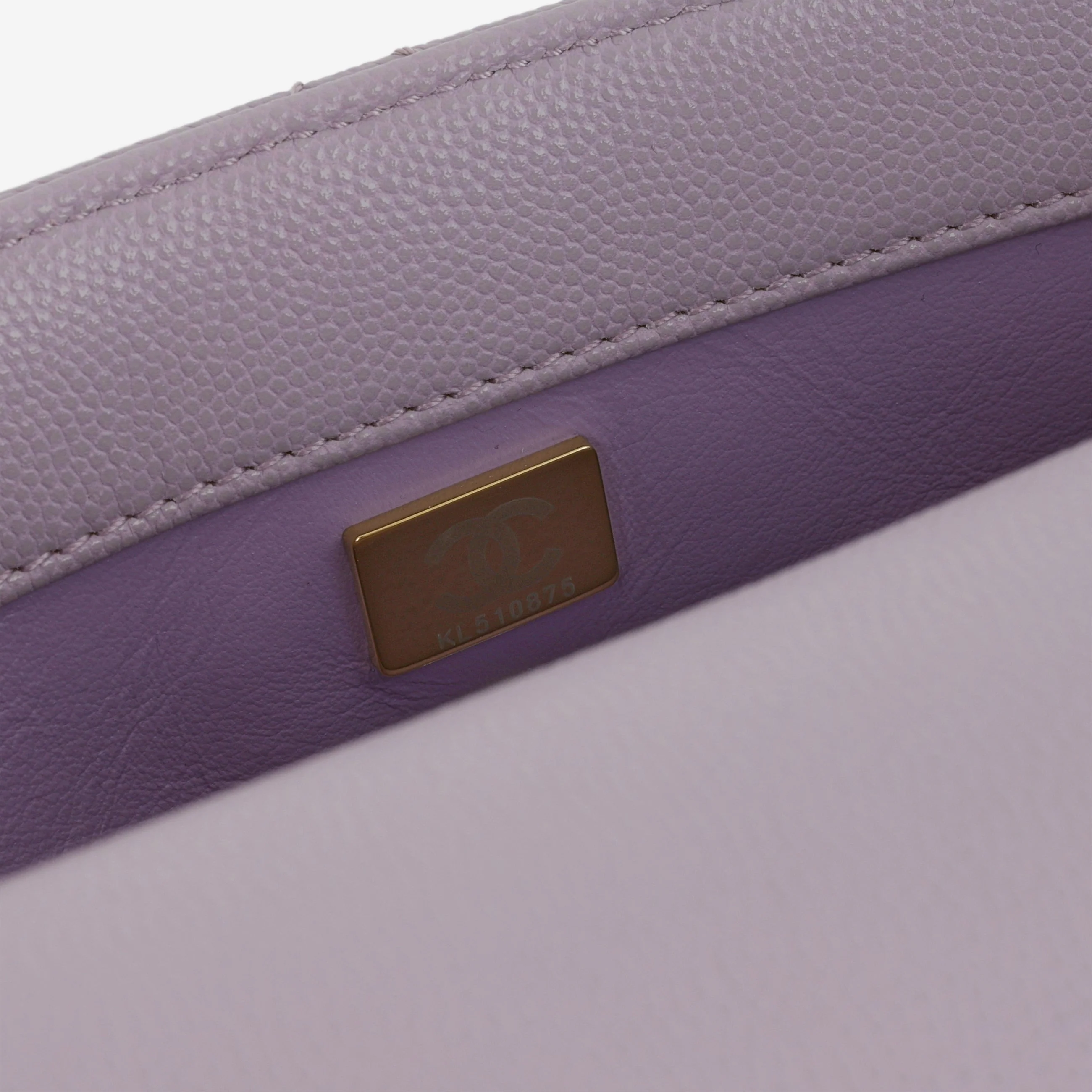 Chanel Small Coco Handle - Lilac Caviar | Champagne Gold Hardware - Image 8