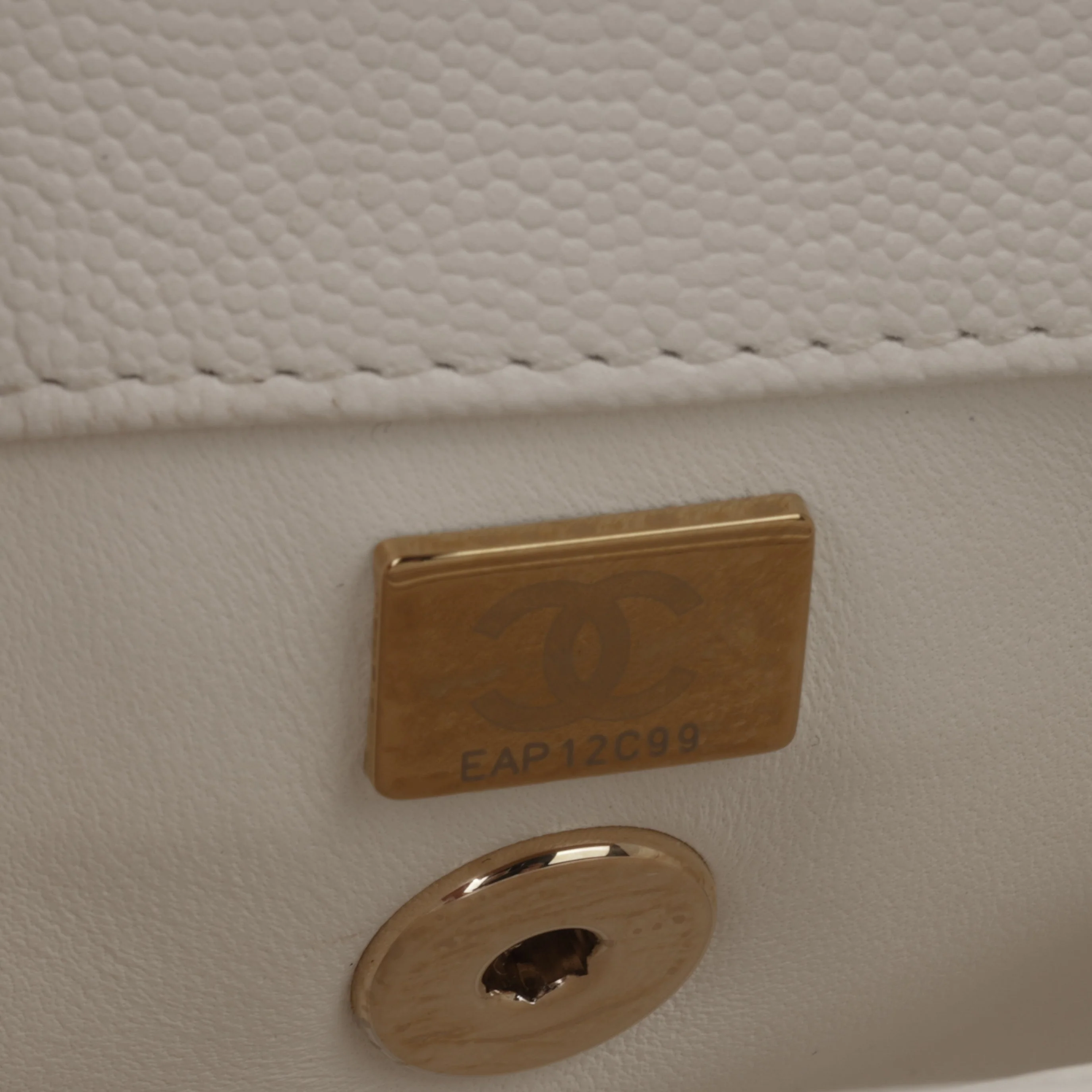 Chanel Small Coco Handle - White Caviar | Champagne Gold Hardware - Image 11